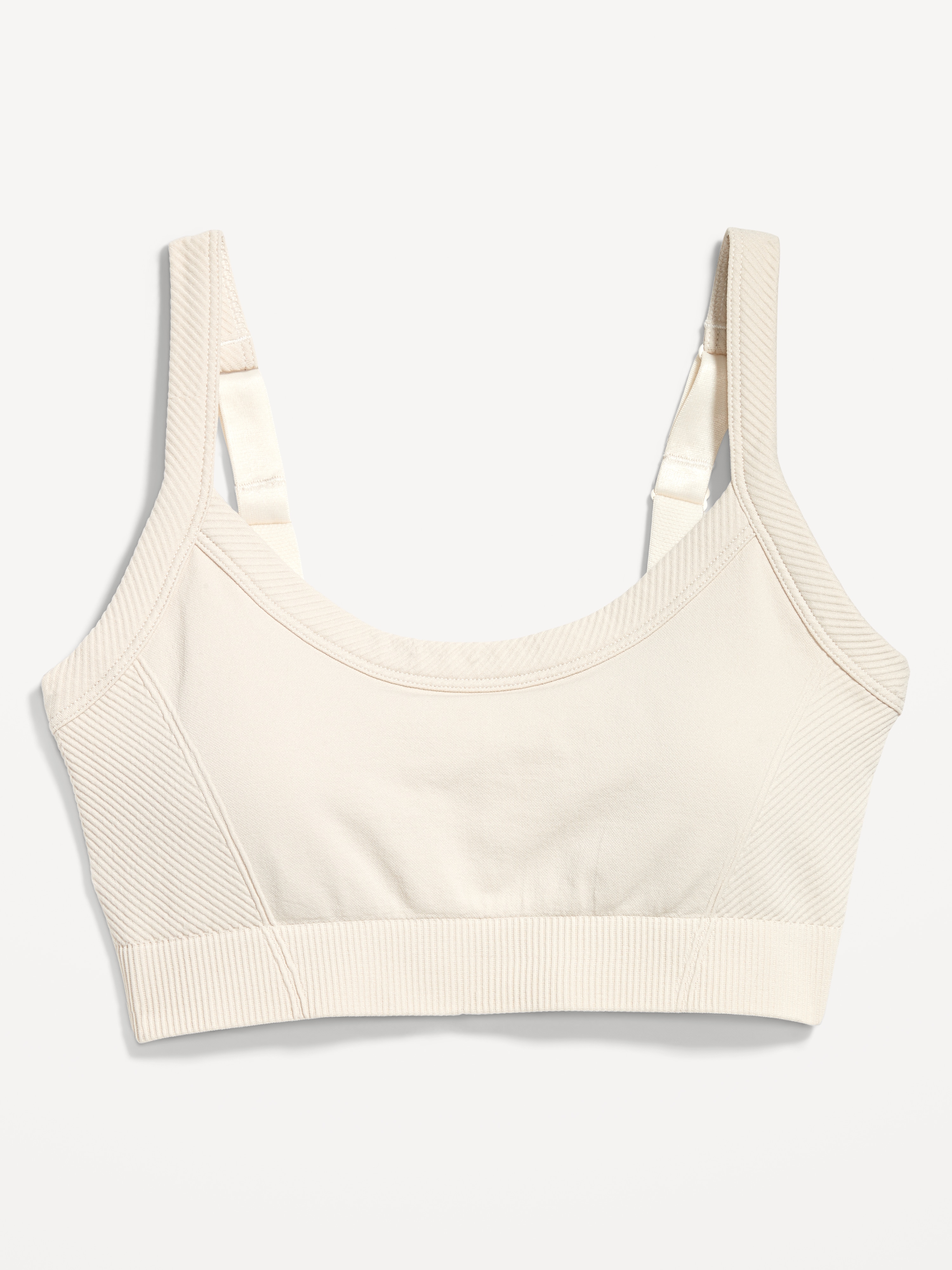 Light Support Fluid Seamless Ribbed Sports Bra - Wish Bone - 4