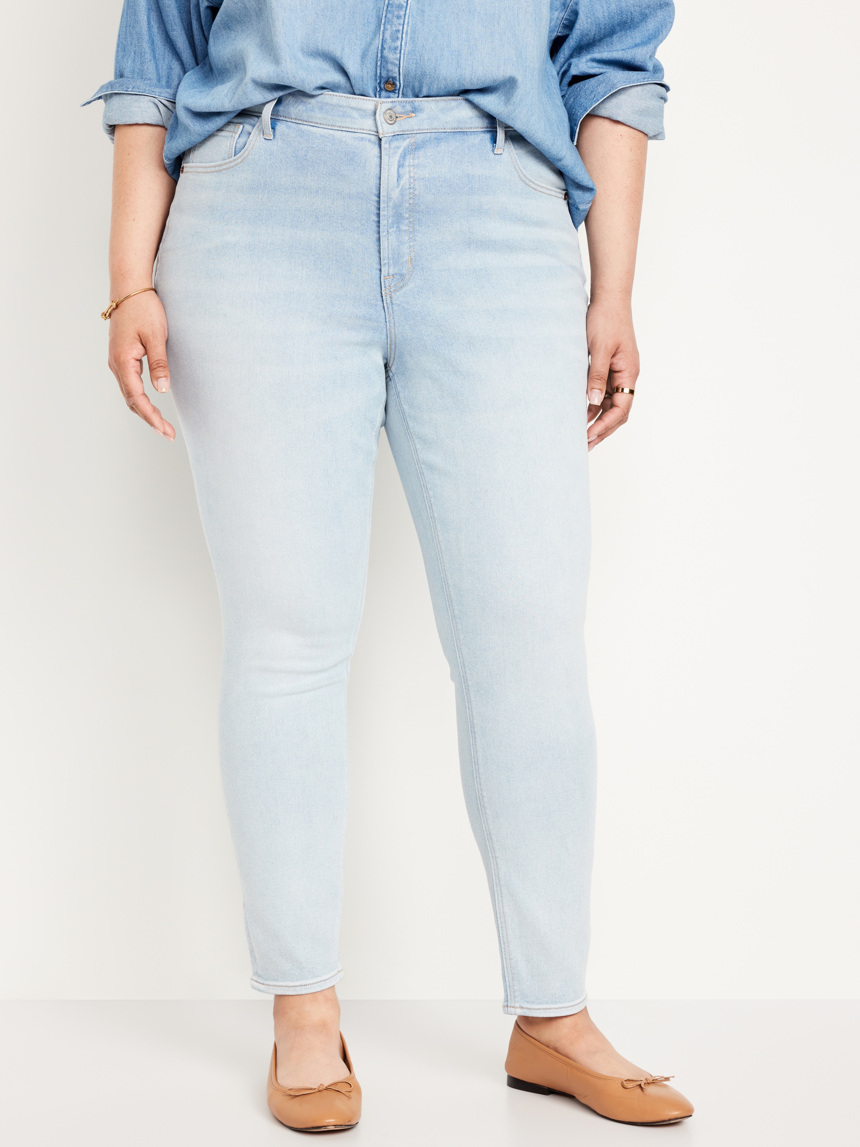 High-Waisted Rockstar Super-Skinny Jeans - Light Dip - 6