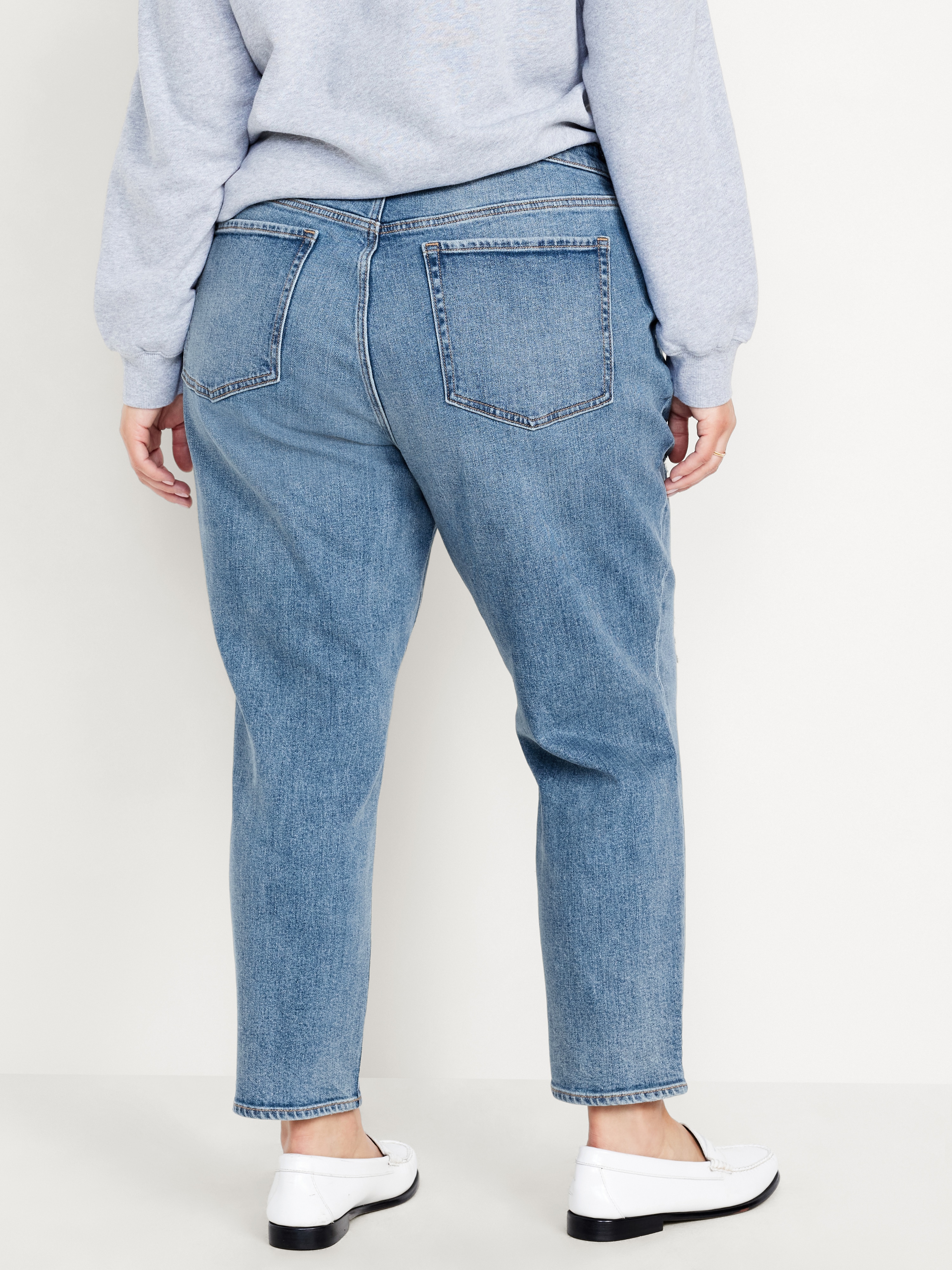 Curvy High-Waisted OG Straight Ankle Jeans - Ripped Medium - 7