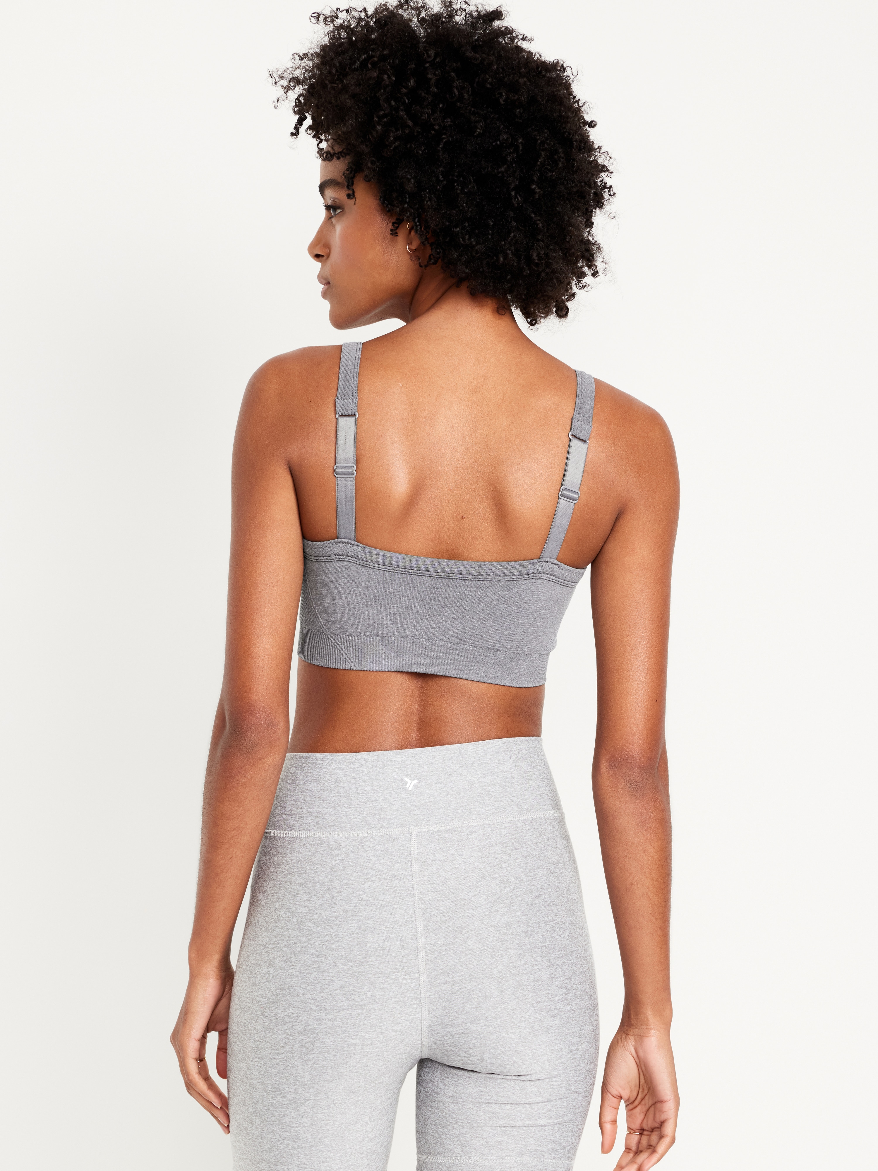 Light Support Fluid Seamless Ribbed Sports Bra - Heather Gray - 2