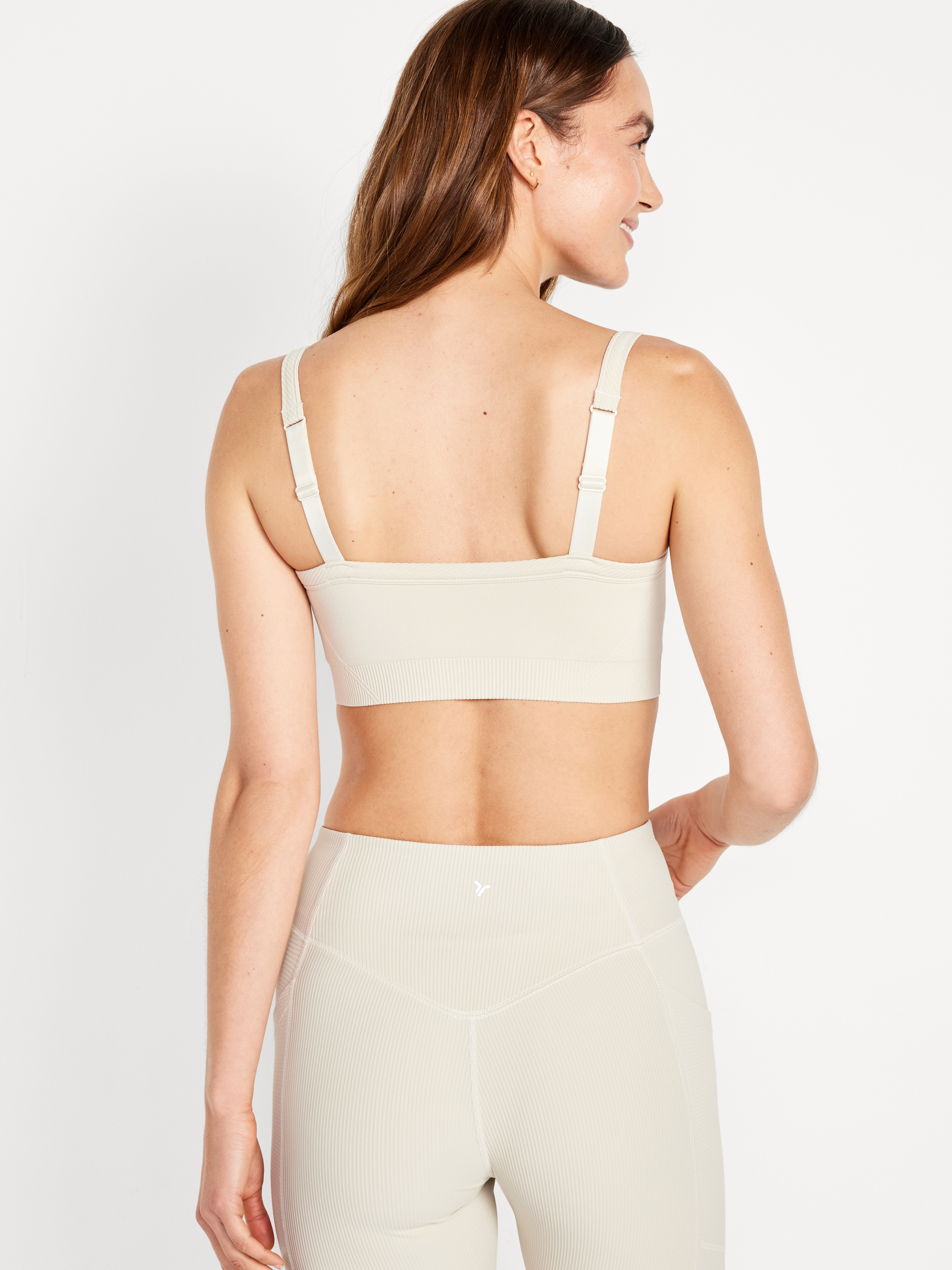 Light Support Fluid Seamless Ribbed Sports Bra - Wish Bone - 2