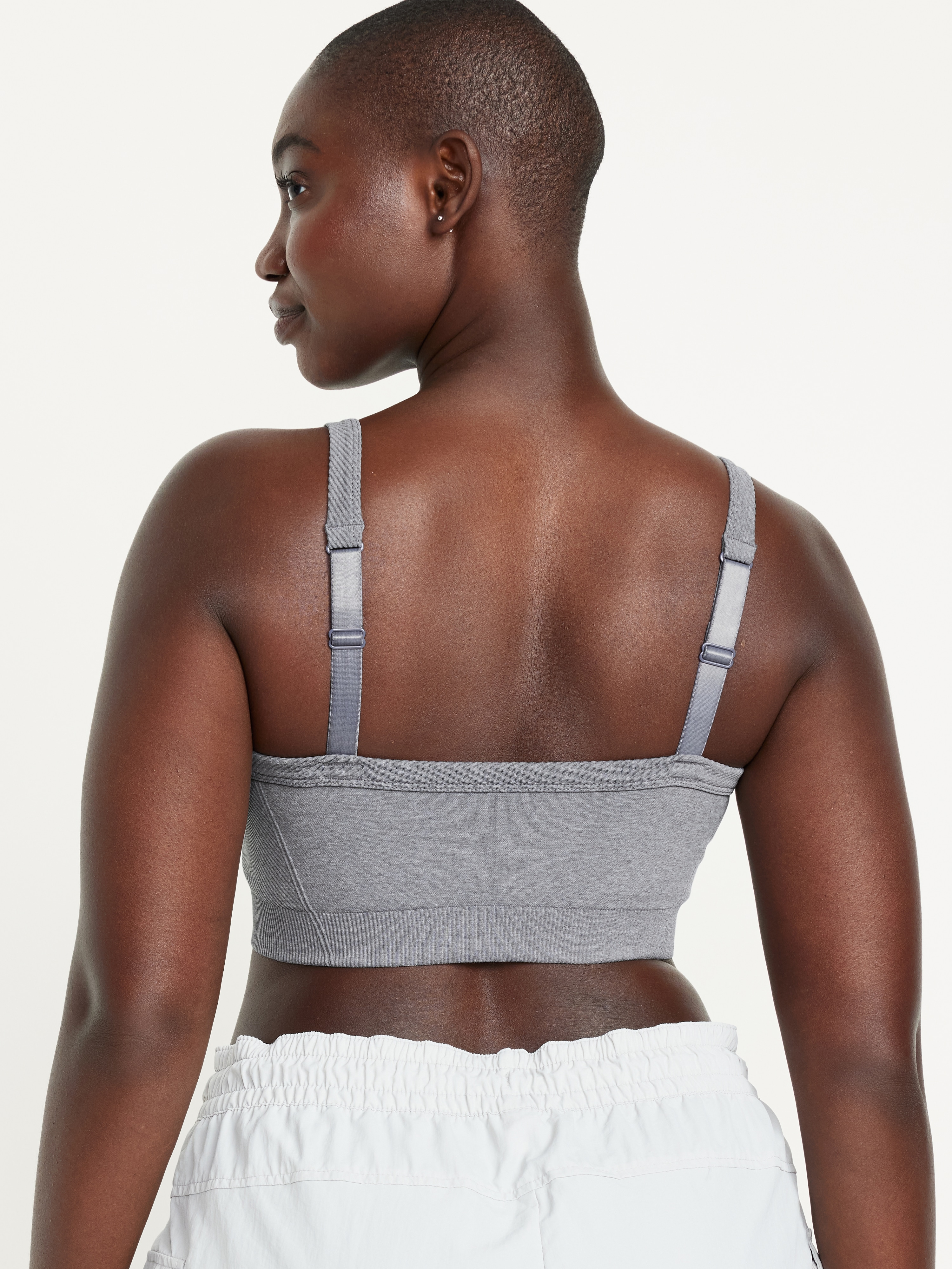 Light Support Fluid Seamless Ribbed Sports Bra - Heather Gray - 6