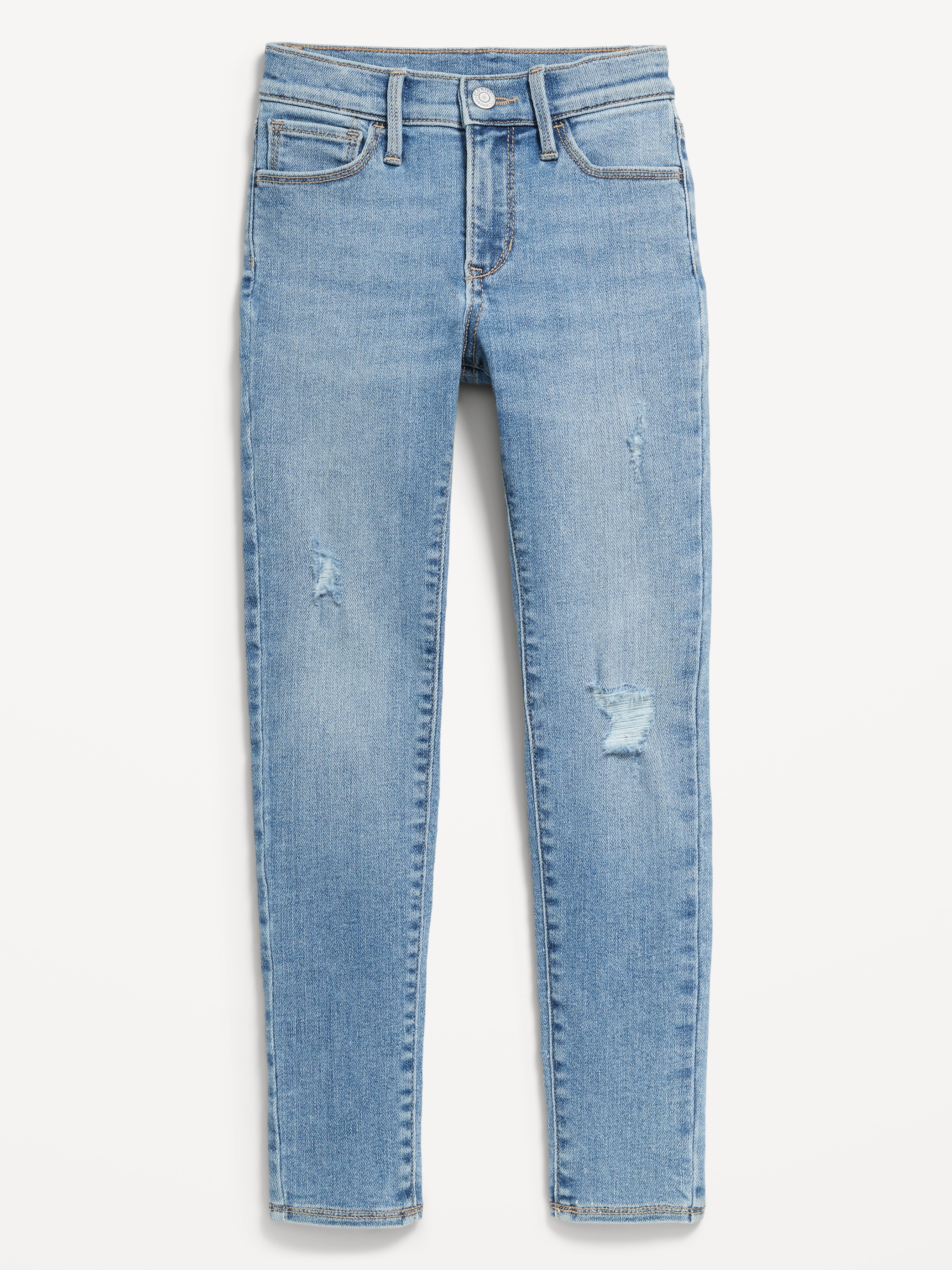 High-Waisted Embroidered Rockstar 360° Stretch Jeggings for Girls - Waterfall (Medium Wash) - 4