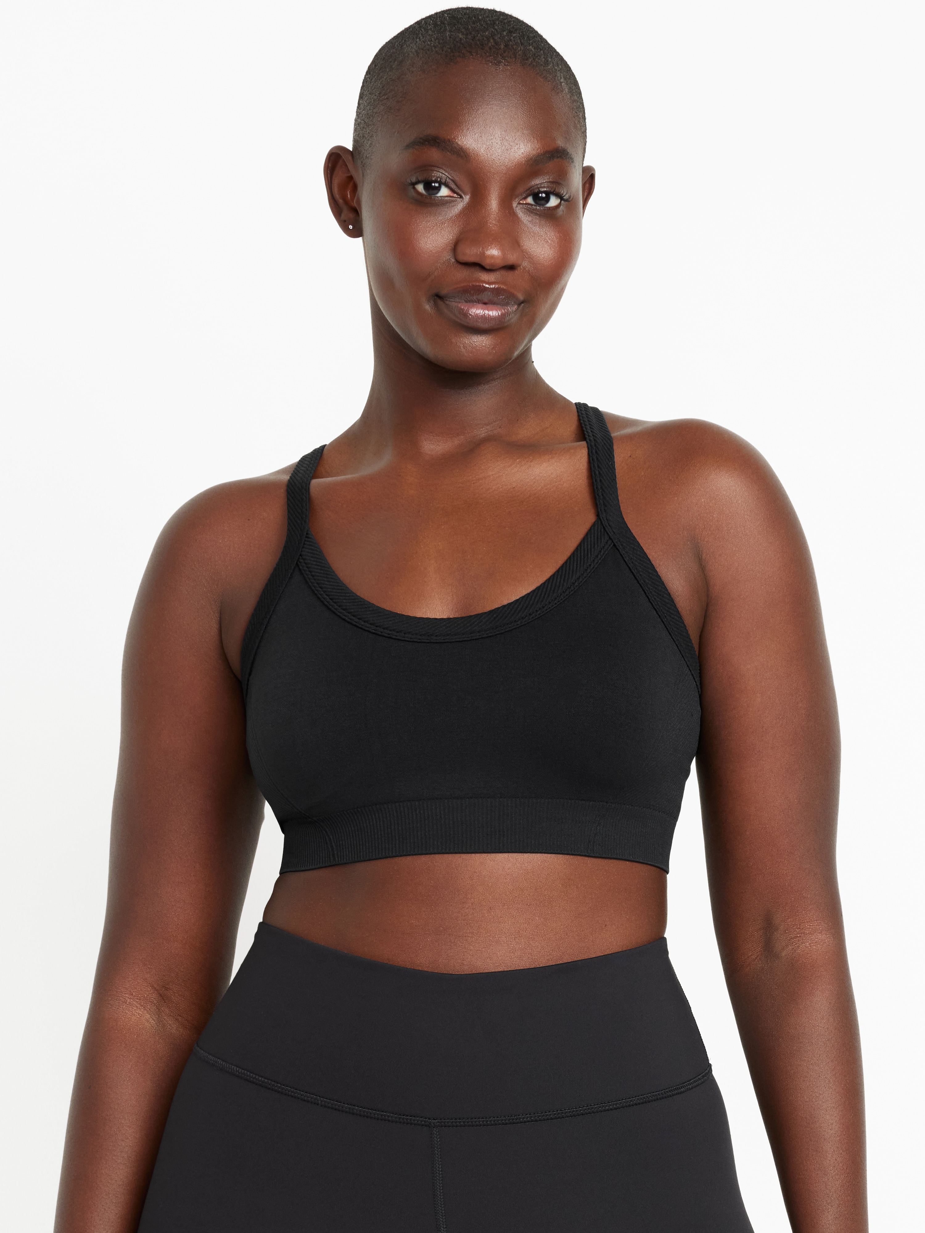 Light Support Fluid Seamless Ribbed Sports Bra - Black Jack - 5