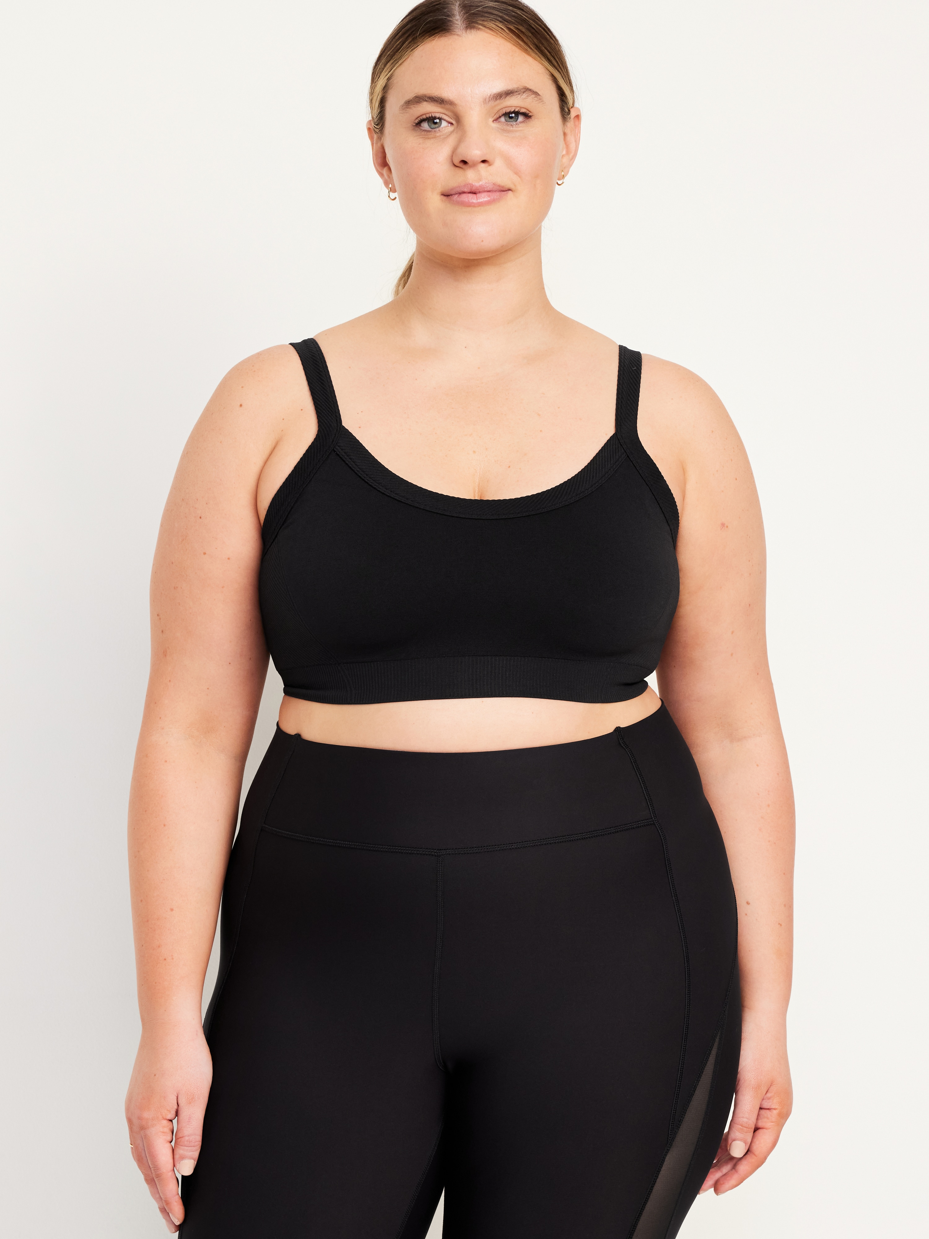 Light Support Fluid Seamless Ribbed Sports Bra - Black Jack - 7