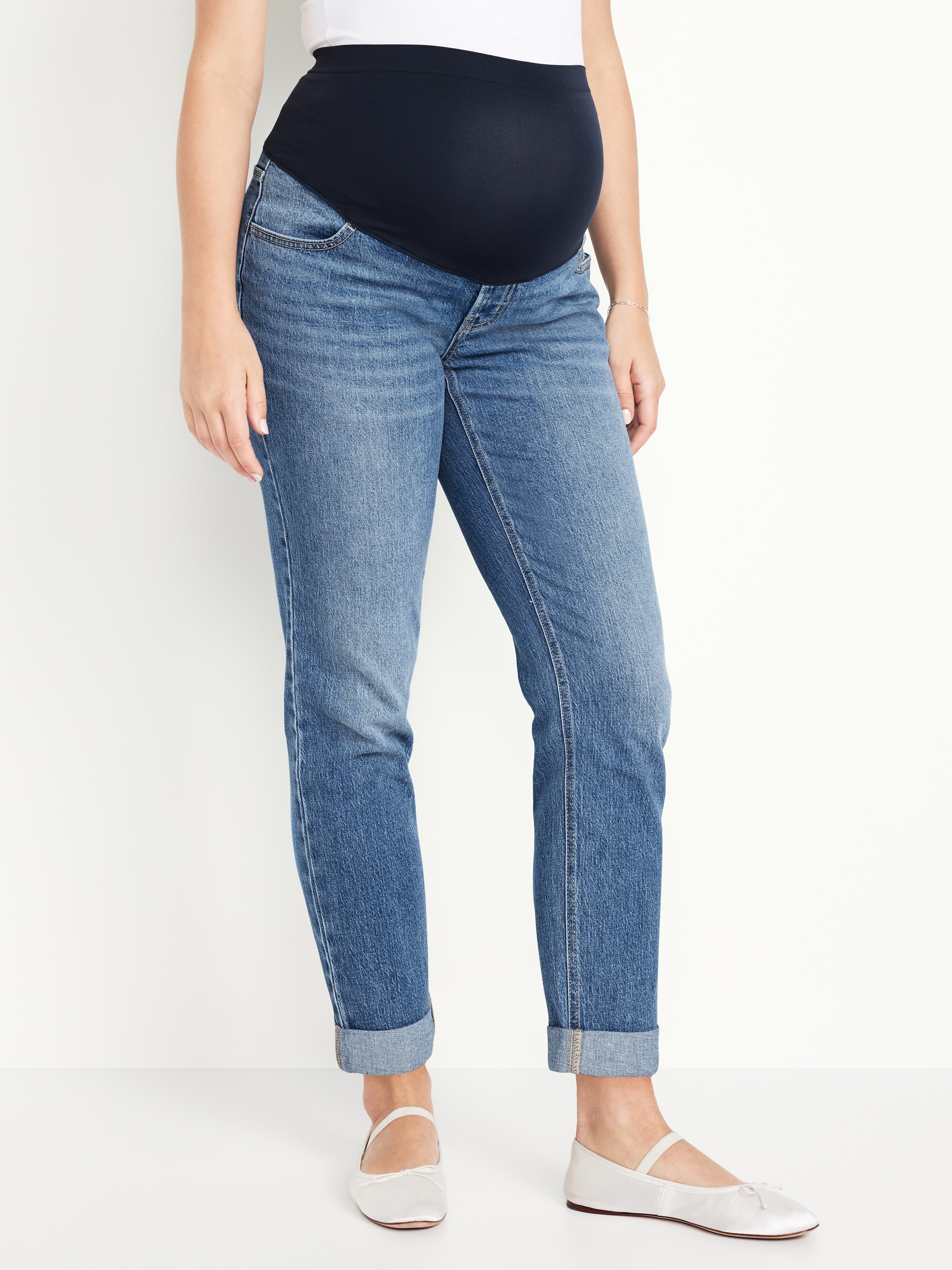 Maternity Full Panel Wow Boyfriend Jeans - Medium Wash - 2