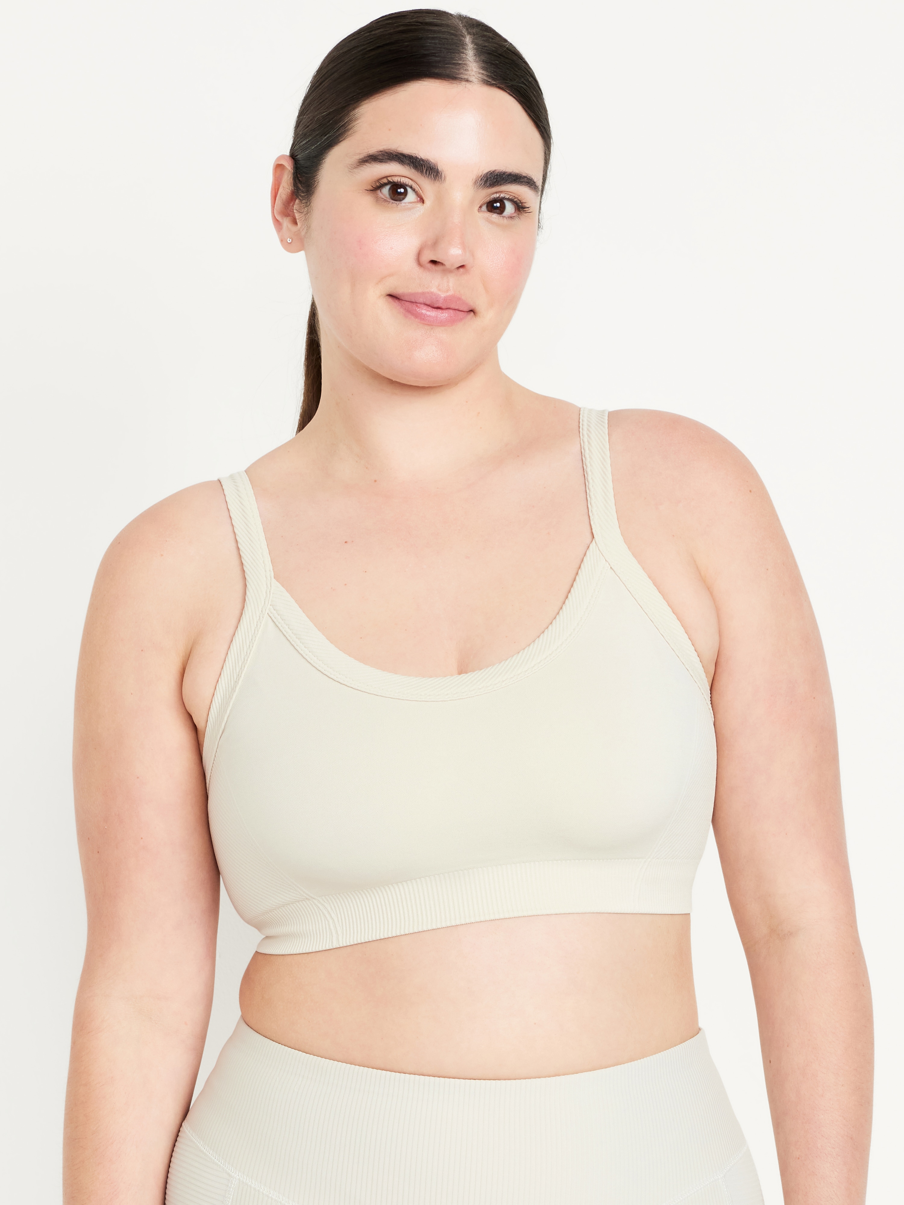 Light Support Fluid Seamless Ribbed Sports Bra - Wish Bone - 5