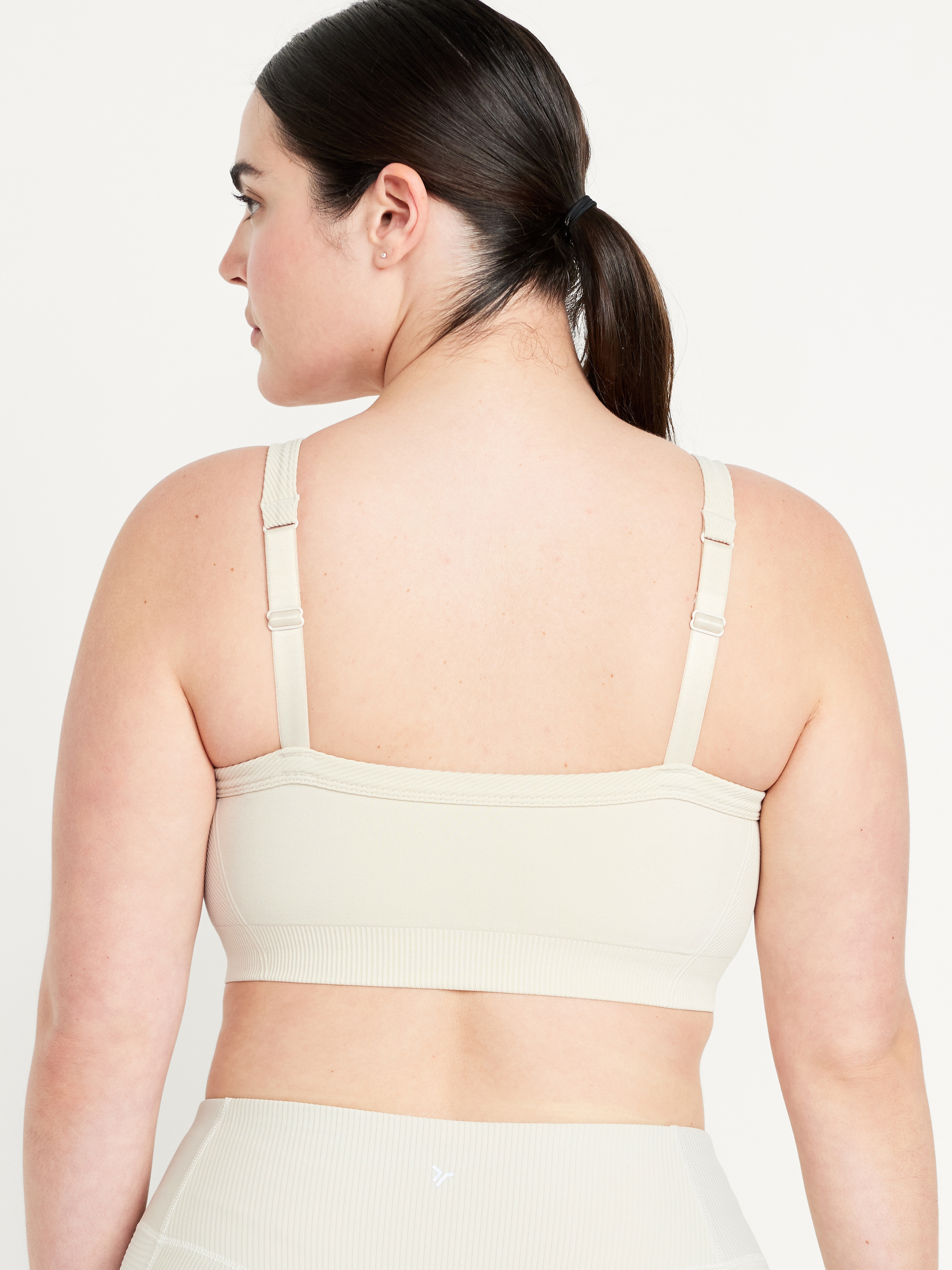 Light Support Fluid Seamless Ribbed Sports Bra - Wish Bone - 6