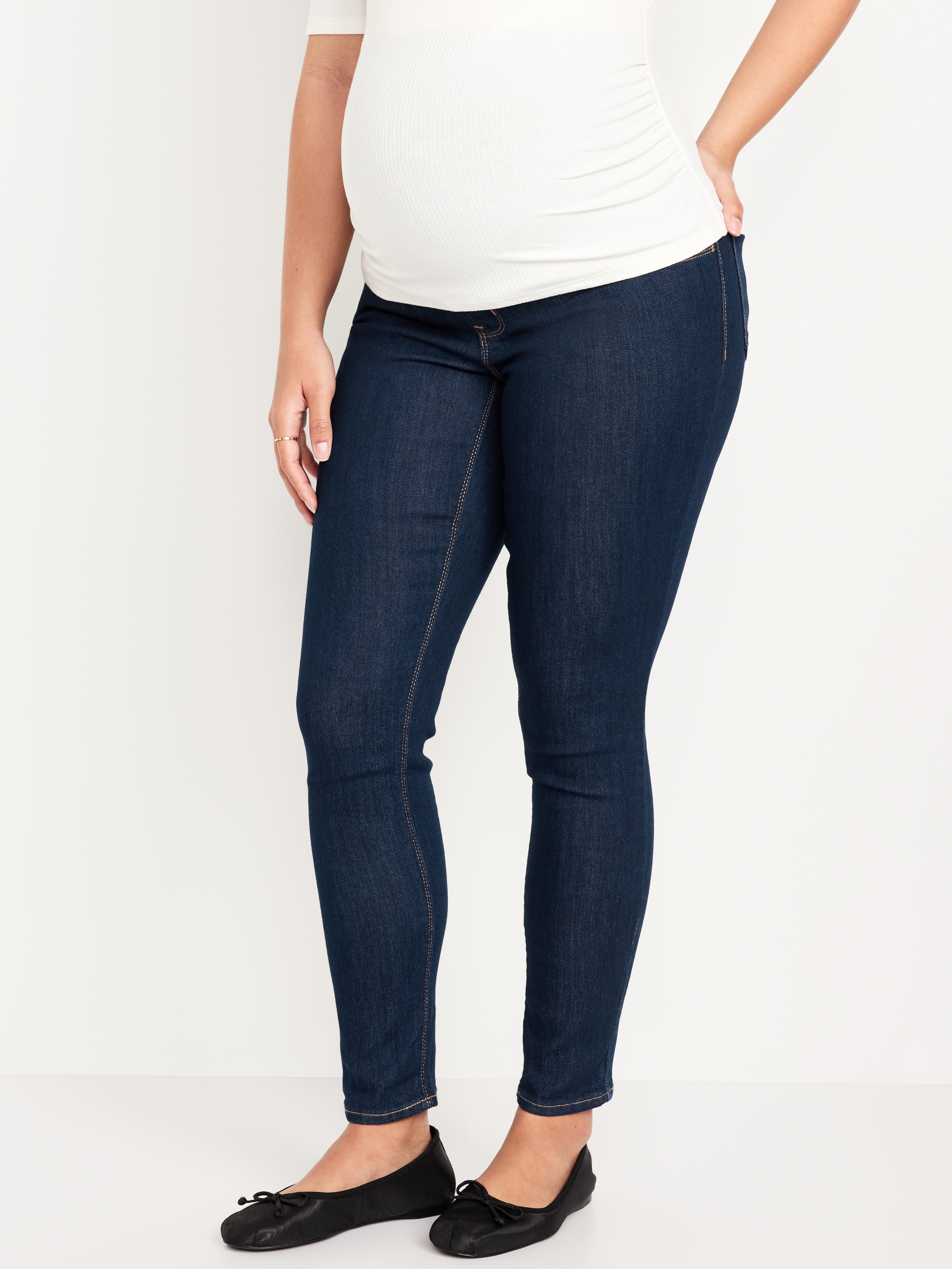 Maternity Full-Panel Skinny Jeans - Dark Wash - 2