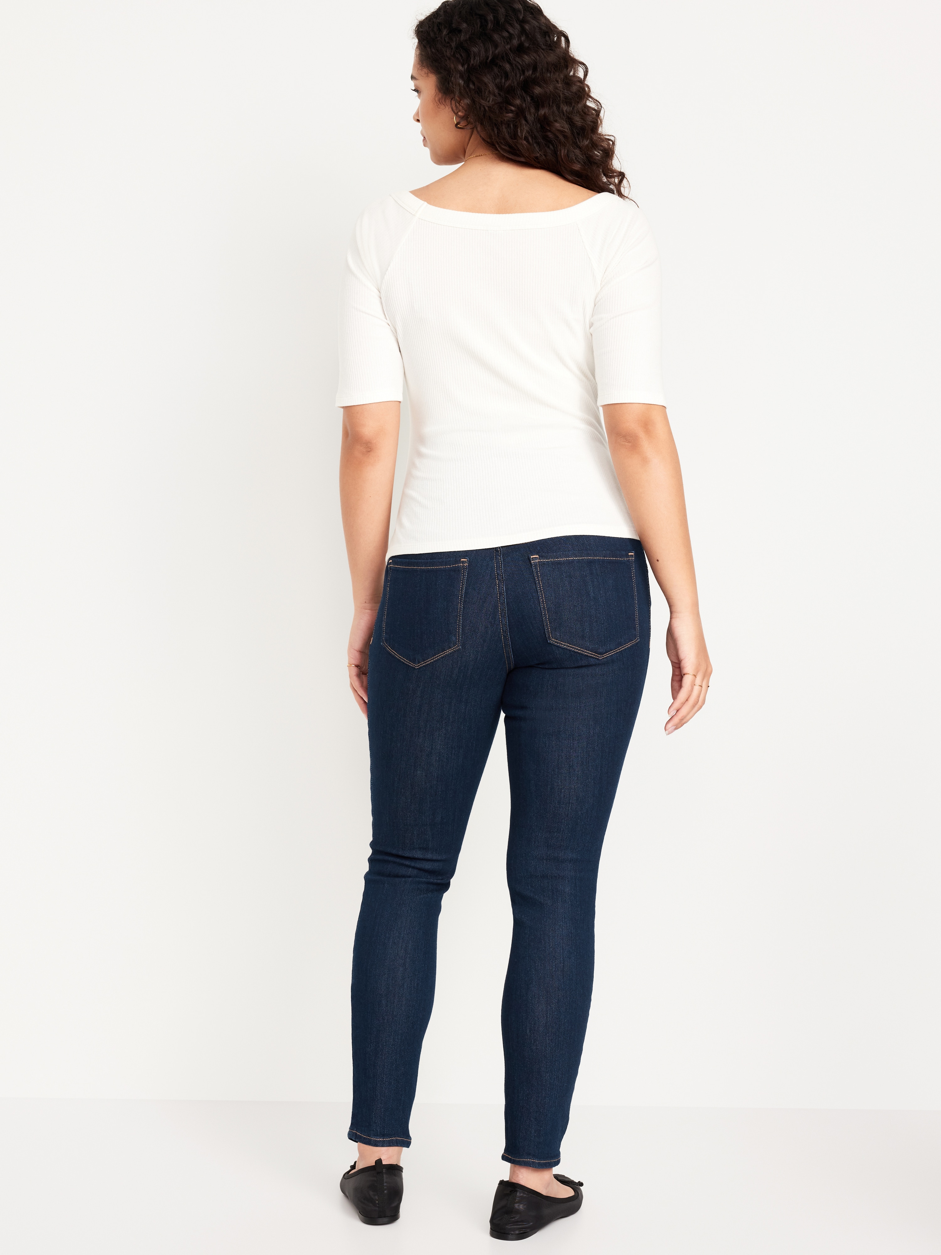 Maternity Full-Panel Skinny Jeans - Dark Wash - 3