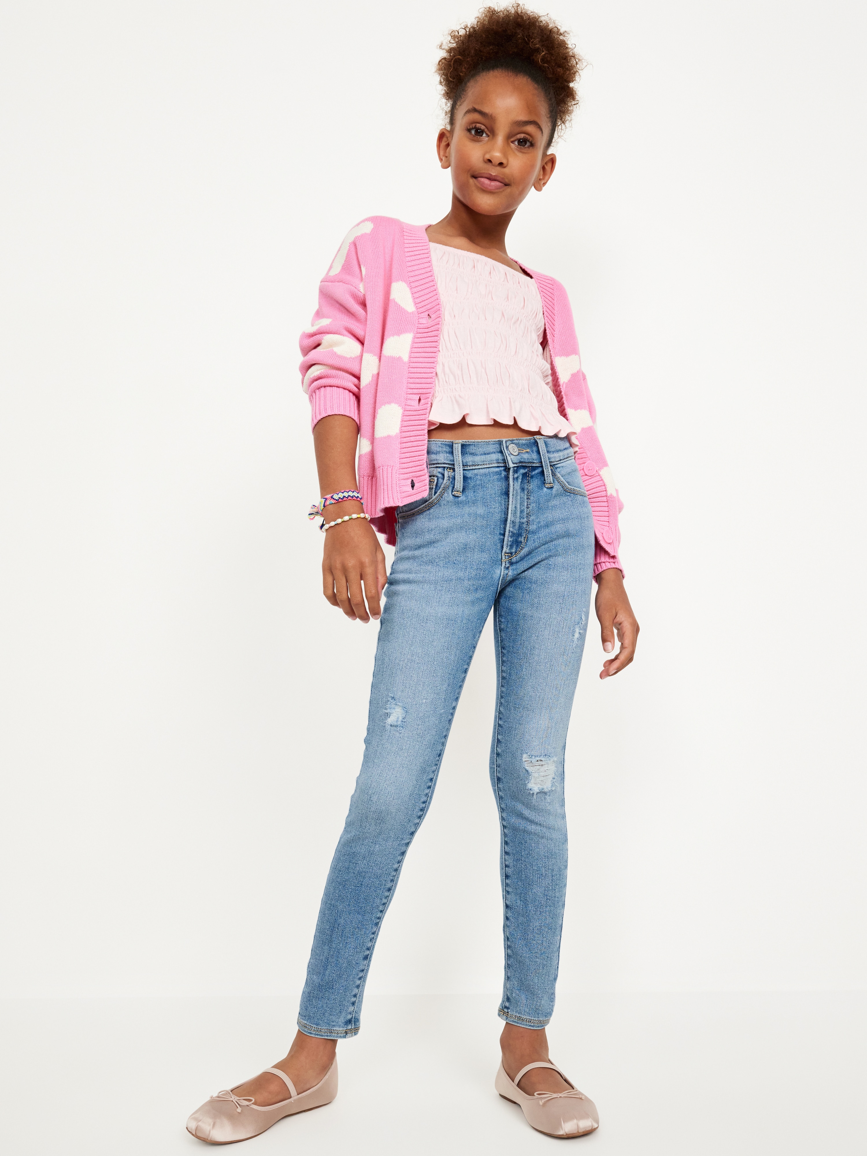 High-Waisted Embroidered Rockstar 360° Stretch Jeggings for Girls - Waterfall (Medium Wash) - 3