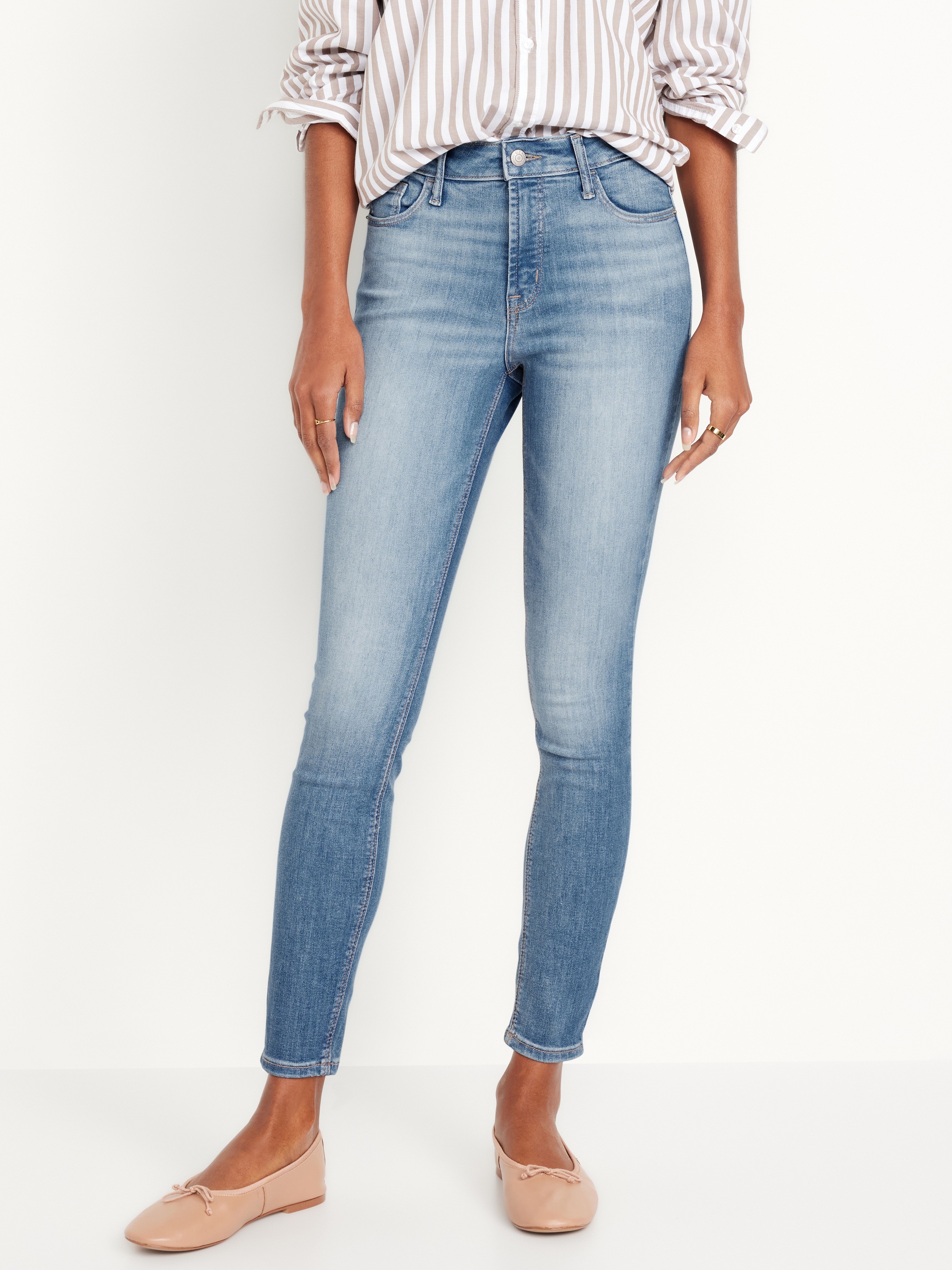 High-Waisted Rockstar Super-Skinny Jeans - Faded Medium Wash - 2