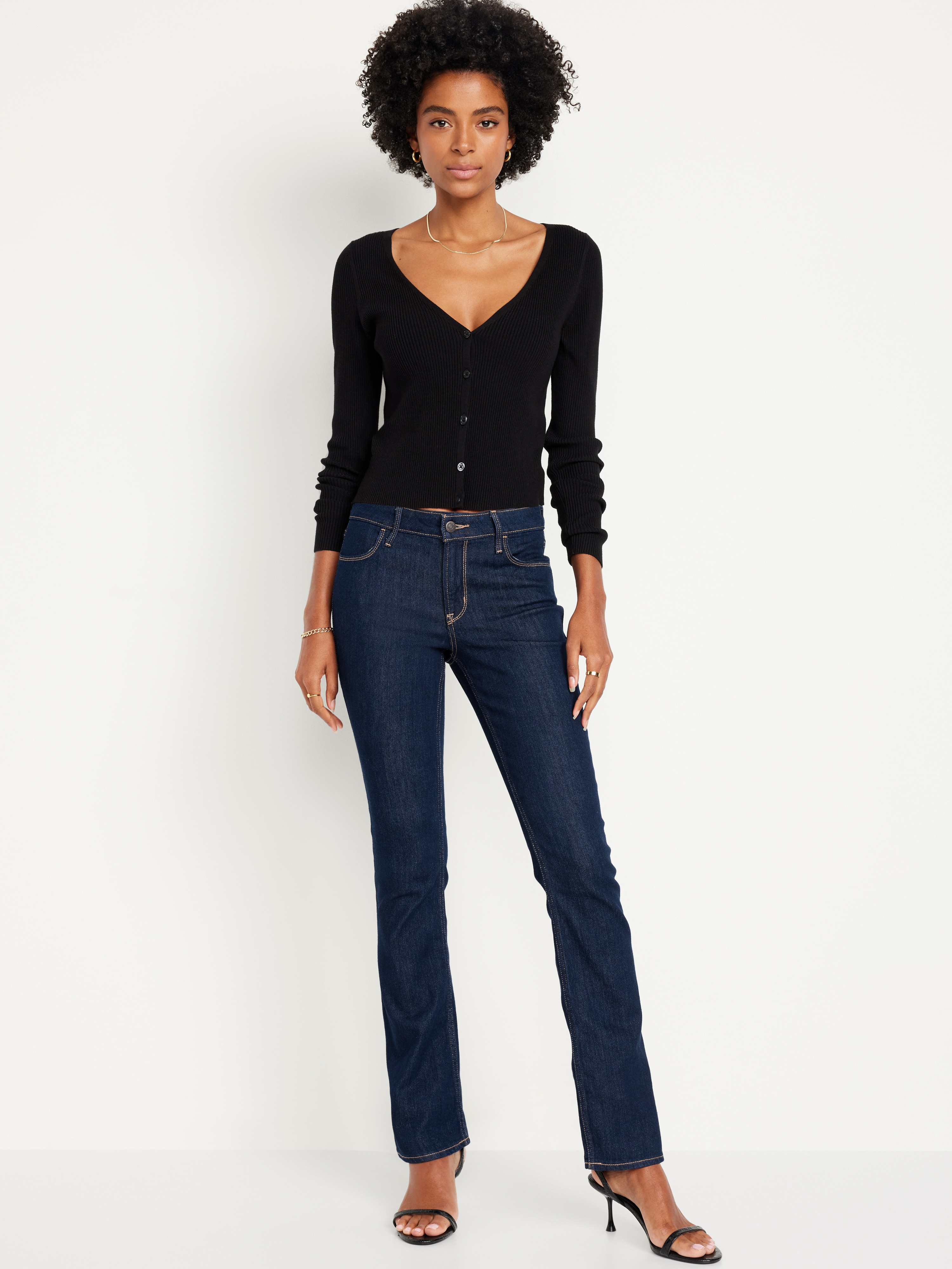 Mid-Rise Wow Boot-Cut Jeans - Dark Wash - 1