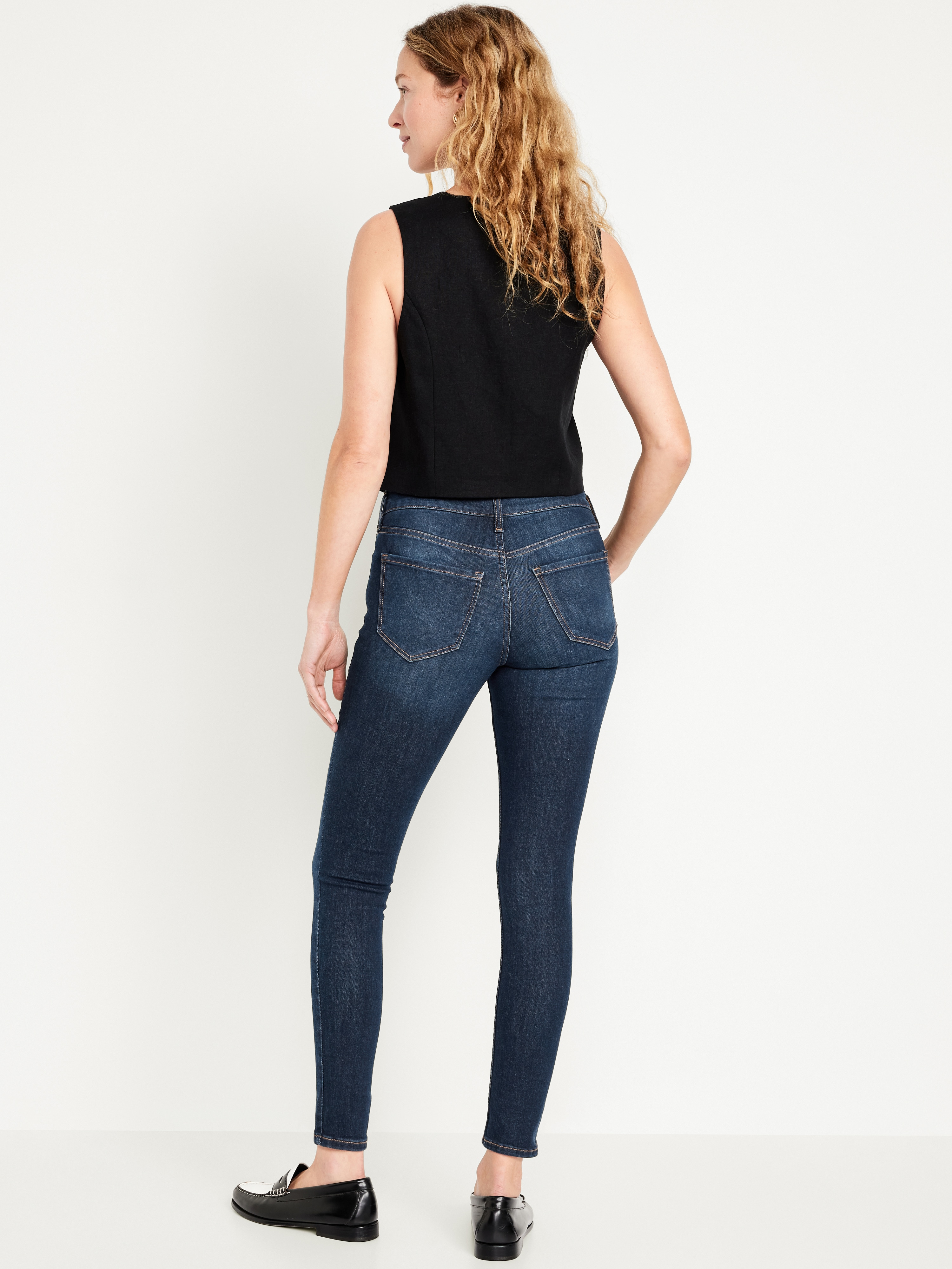 Mid-Rise Rockstar Super-Skinny Jeans - Dark Wash - 3