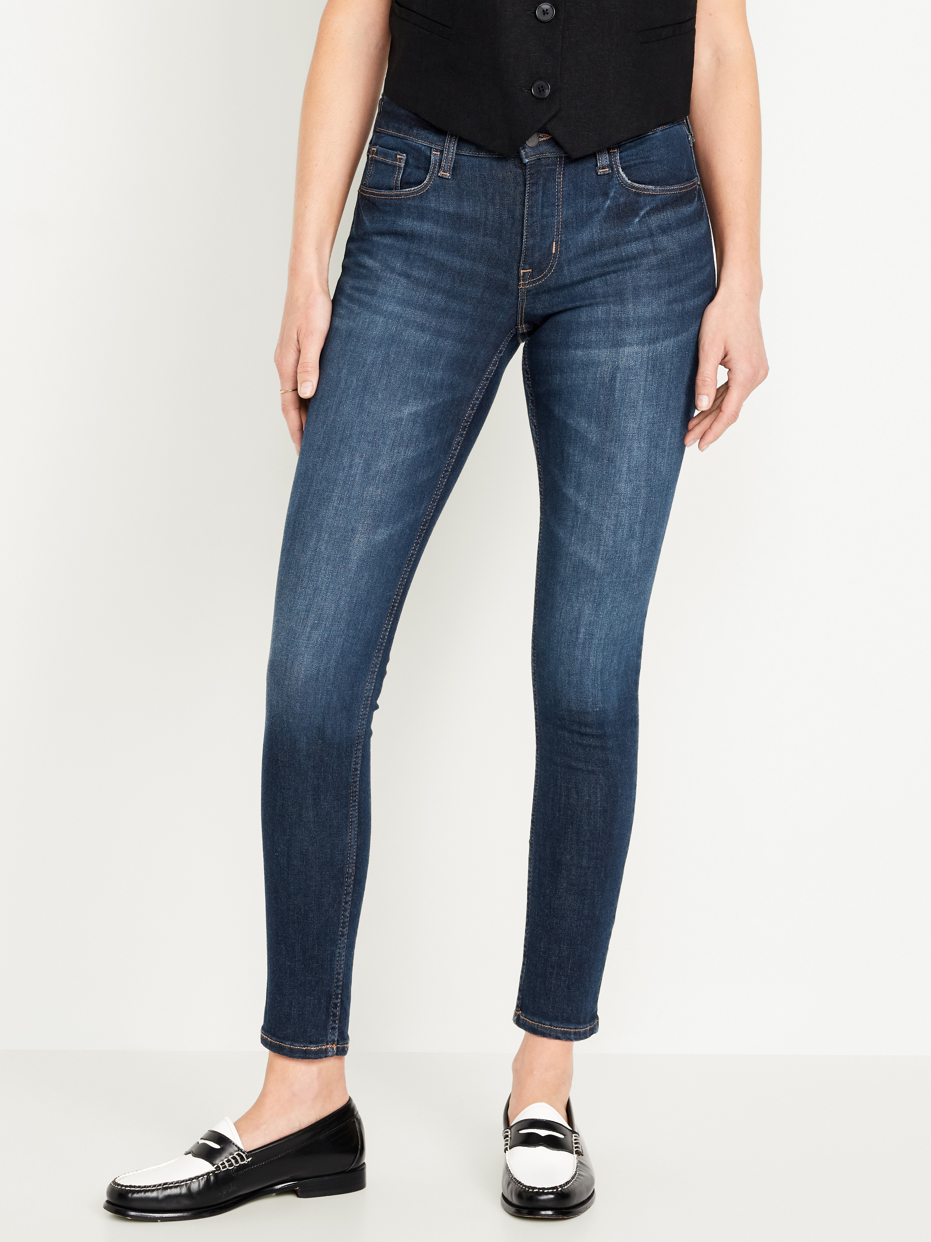 Mid-Rise Rockstar Super-Skinny Jeans - Dark Wash - 2