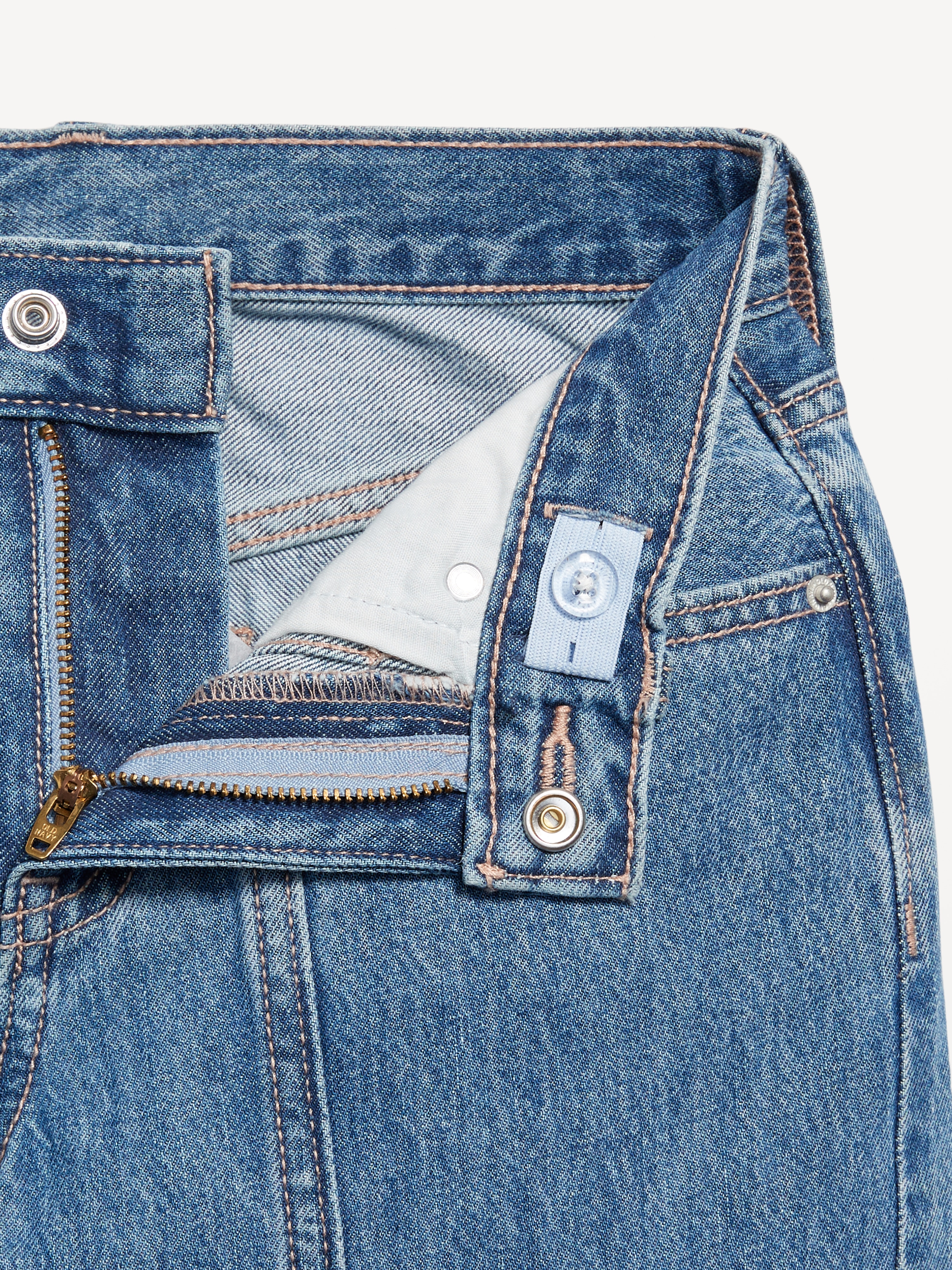 High-Waisted Super Baggy Wide-Leg Cargo Jeans for Girls - Medium Wash - 5
