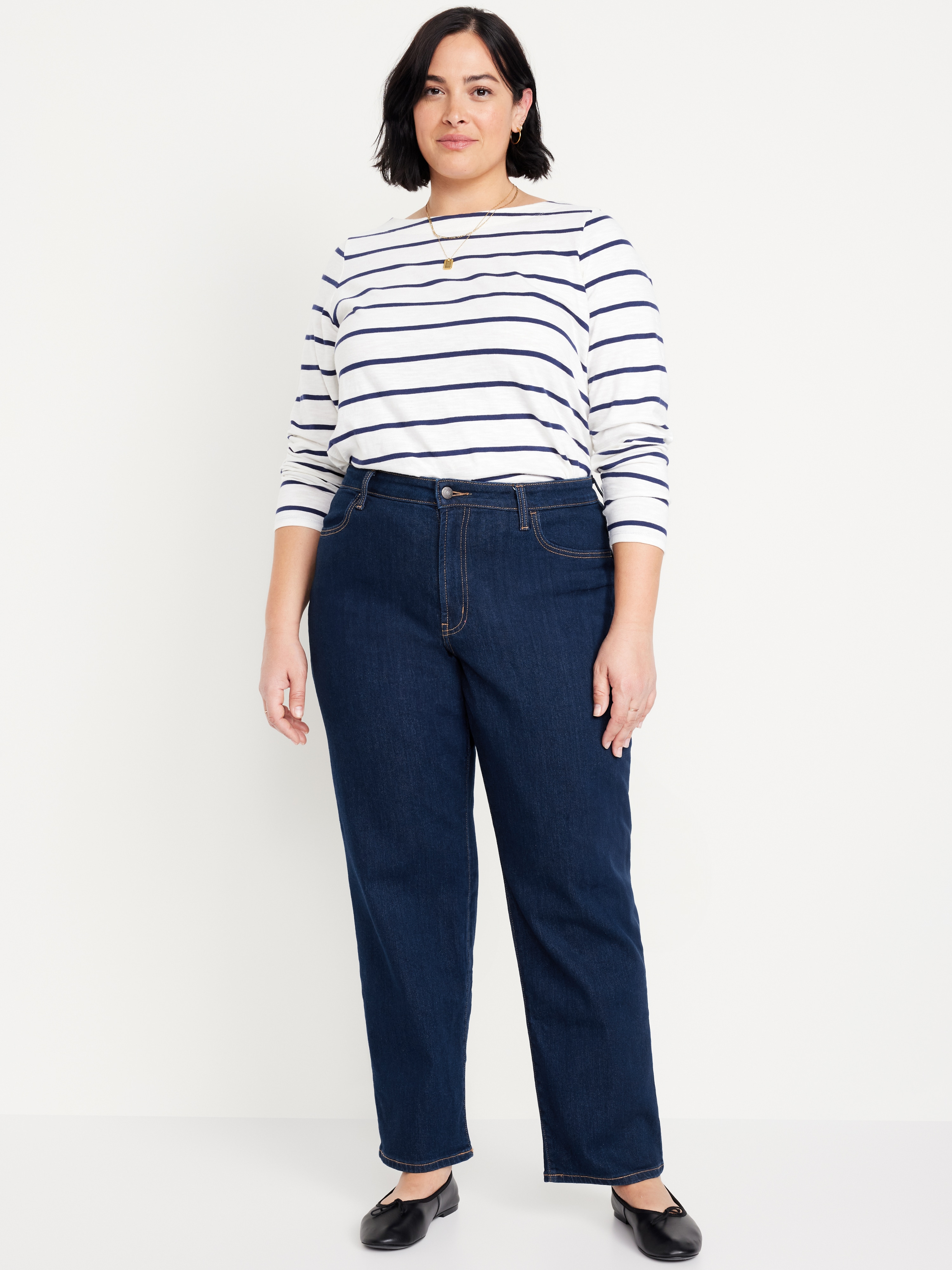 High-Waisted Wow Loose Jeans - Dark Wash - 7