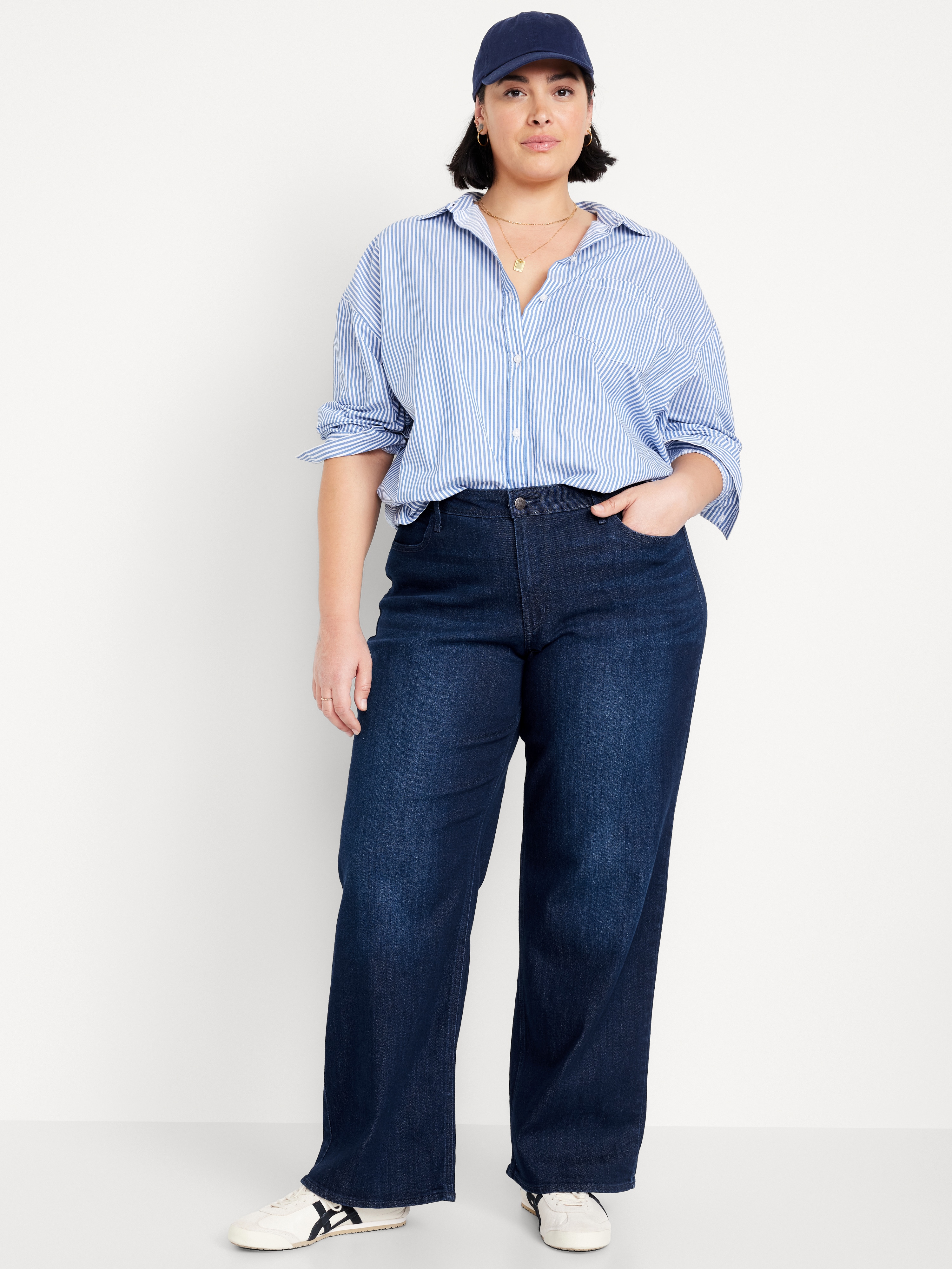 High-Waisted Wow Wide-Leg Jeans - Dark Wash - 6