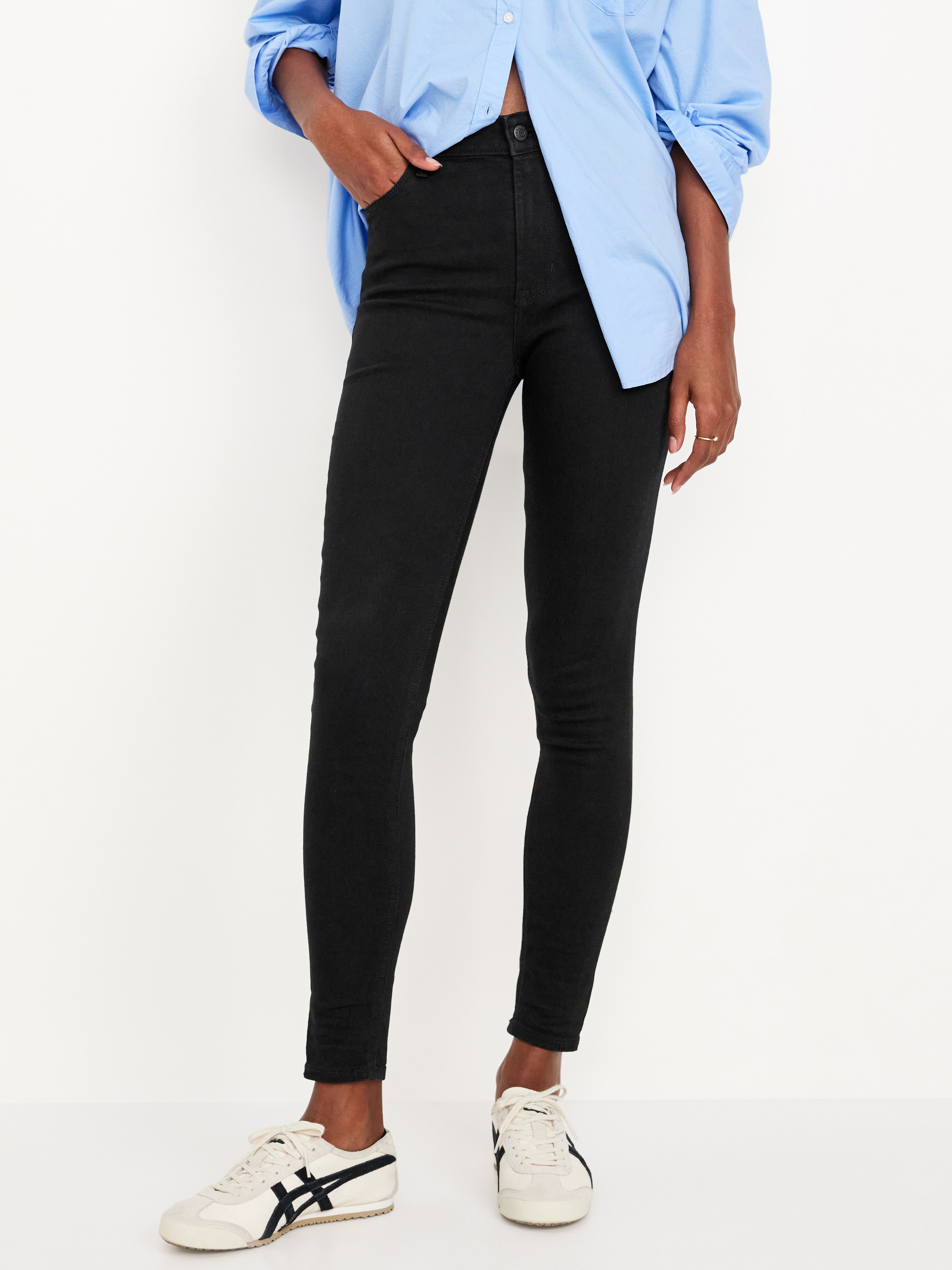 High-Waisted Wow Super-Skinny Jeans - Black Wash - 2