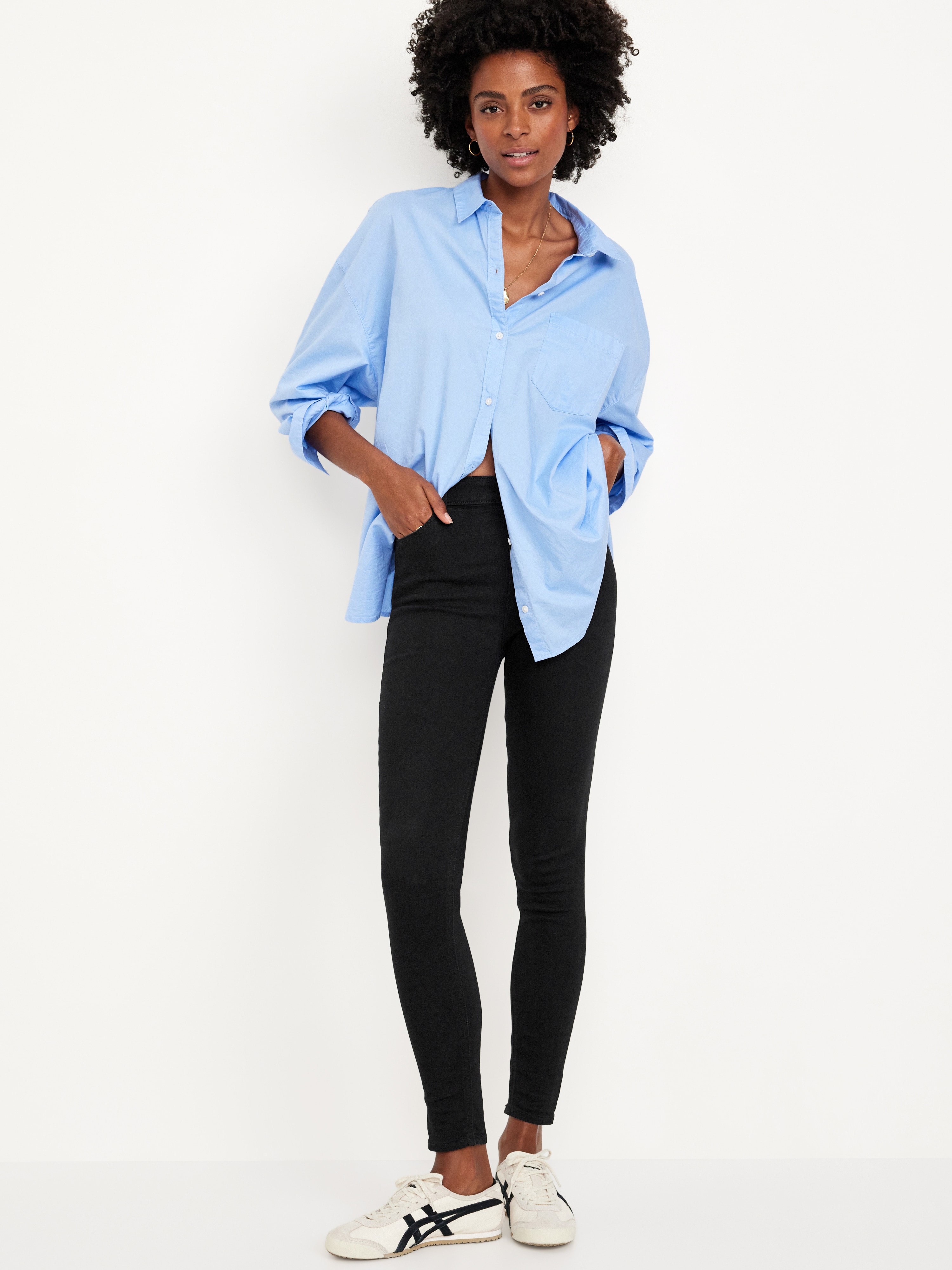 High-Waisted Wow Super-Skinny Jeans - Black Wash - 1