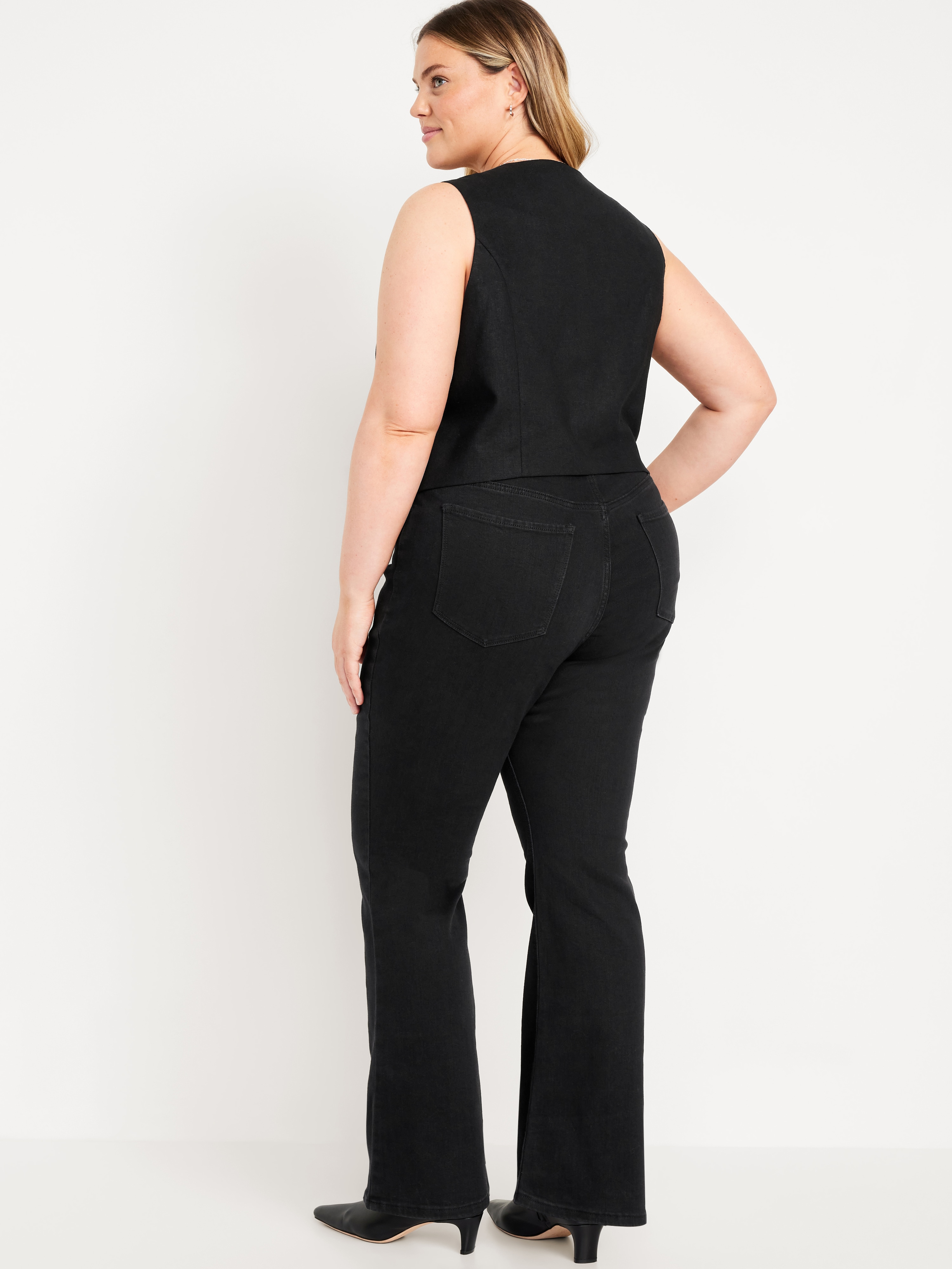 High-Waisted Wow Flare Jeans - Black Jack - 7
