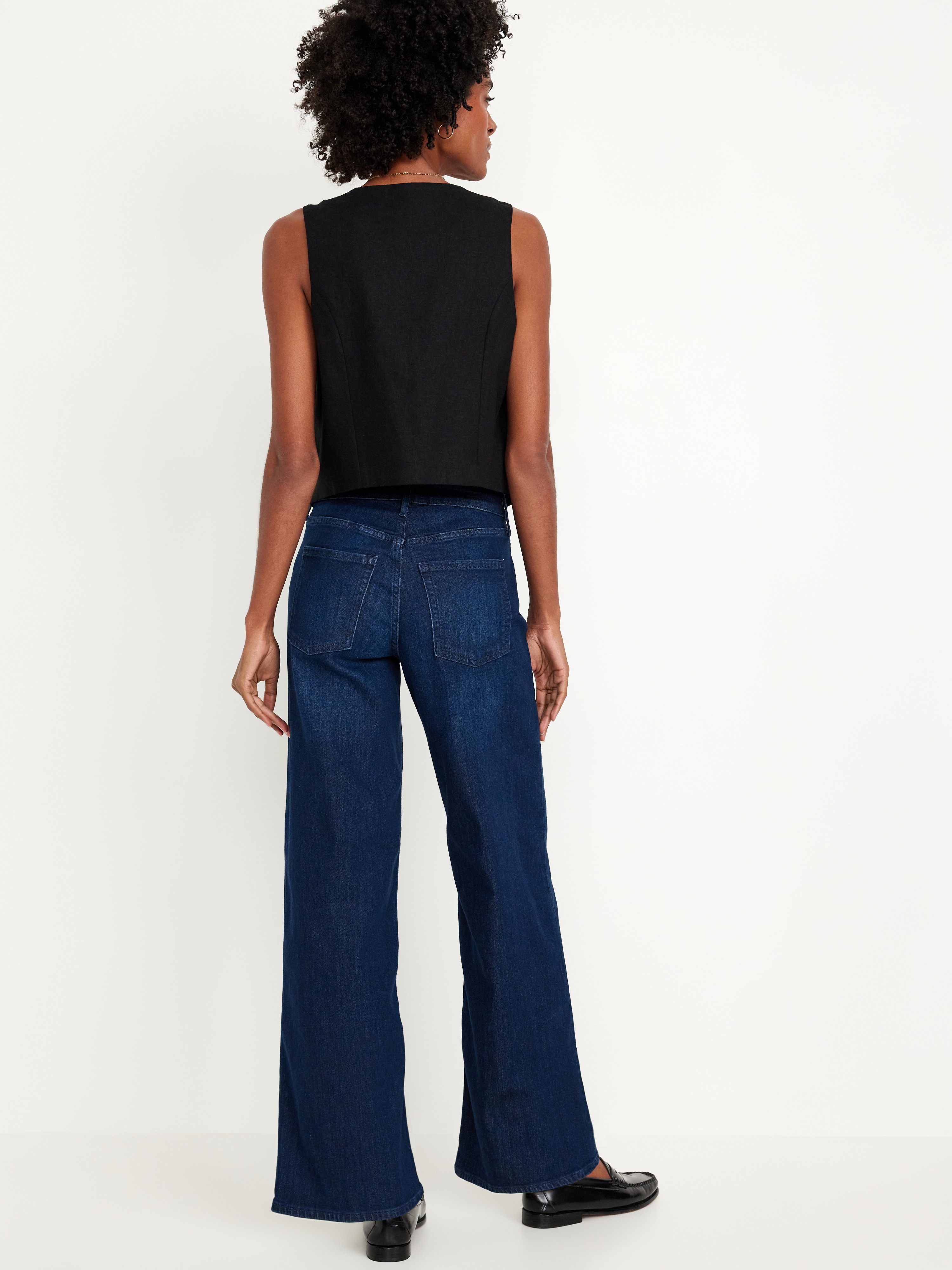 High-Waisted Wow Wide-Leg Jeans - Dark Wash - 3