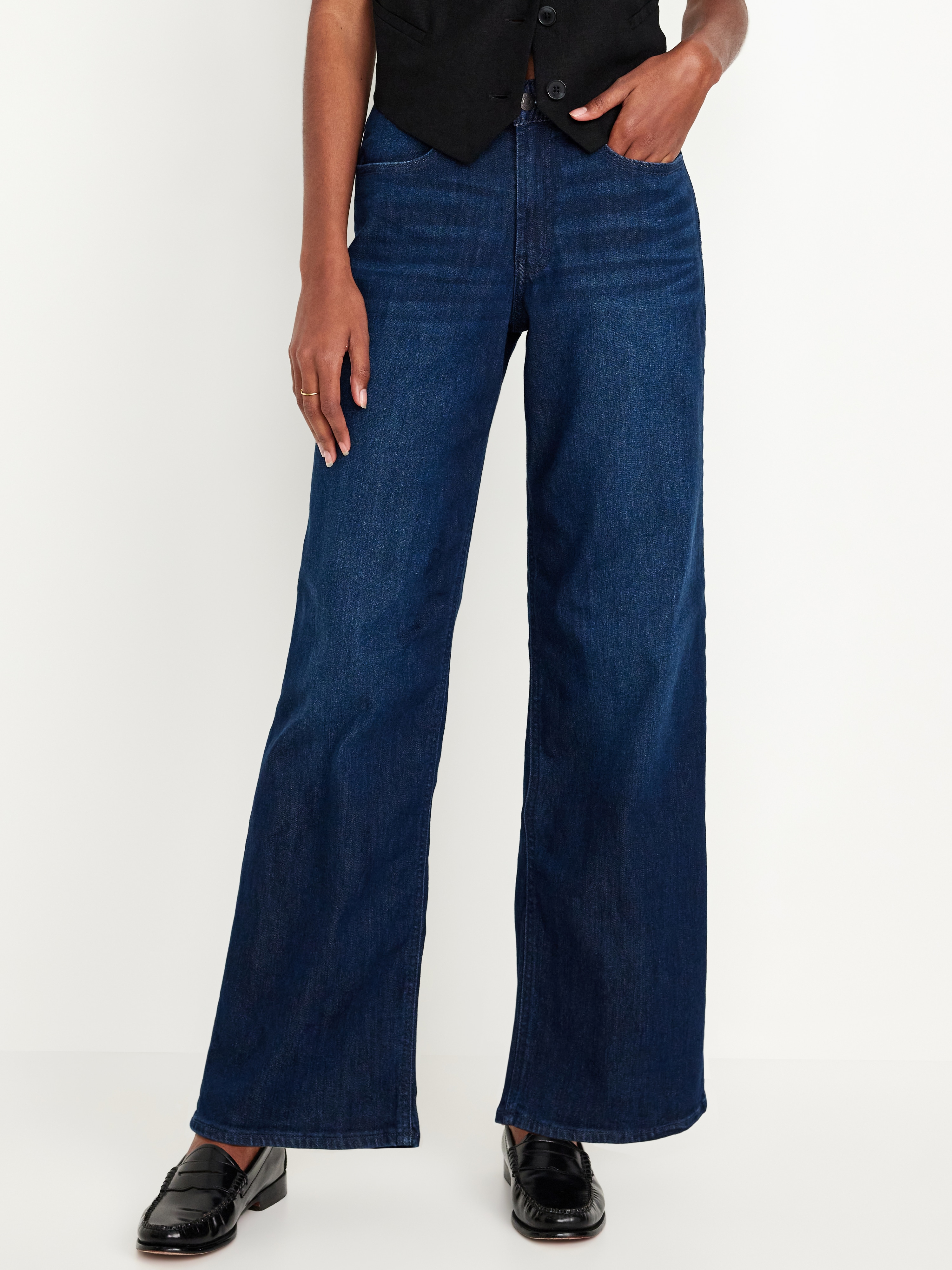 High-Waisted Wow Wide-Leg Jeans - Dark Wash - 2
