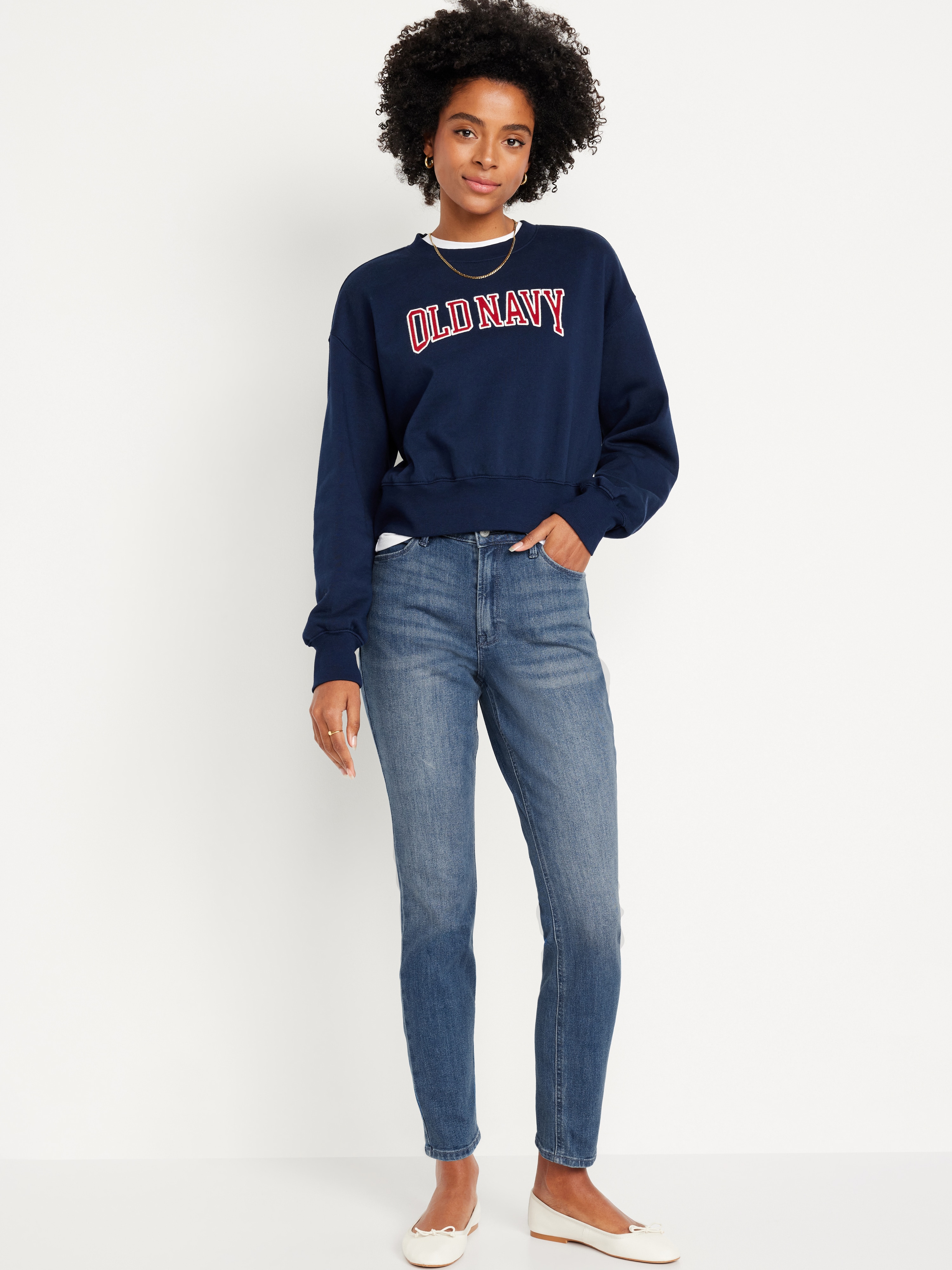 High-Waisted Wow Straight Ankle Jeans - Medium Wash - 1