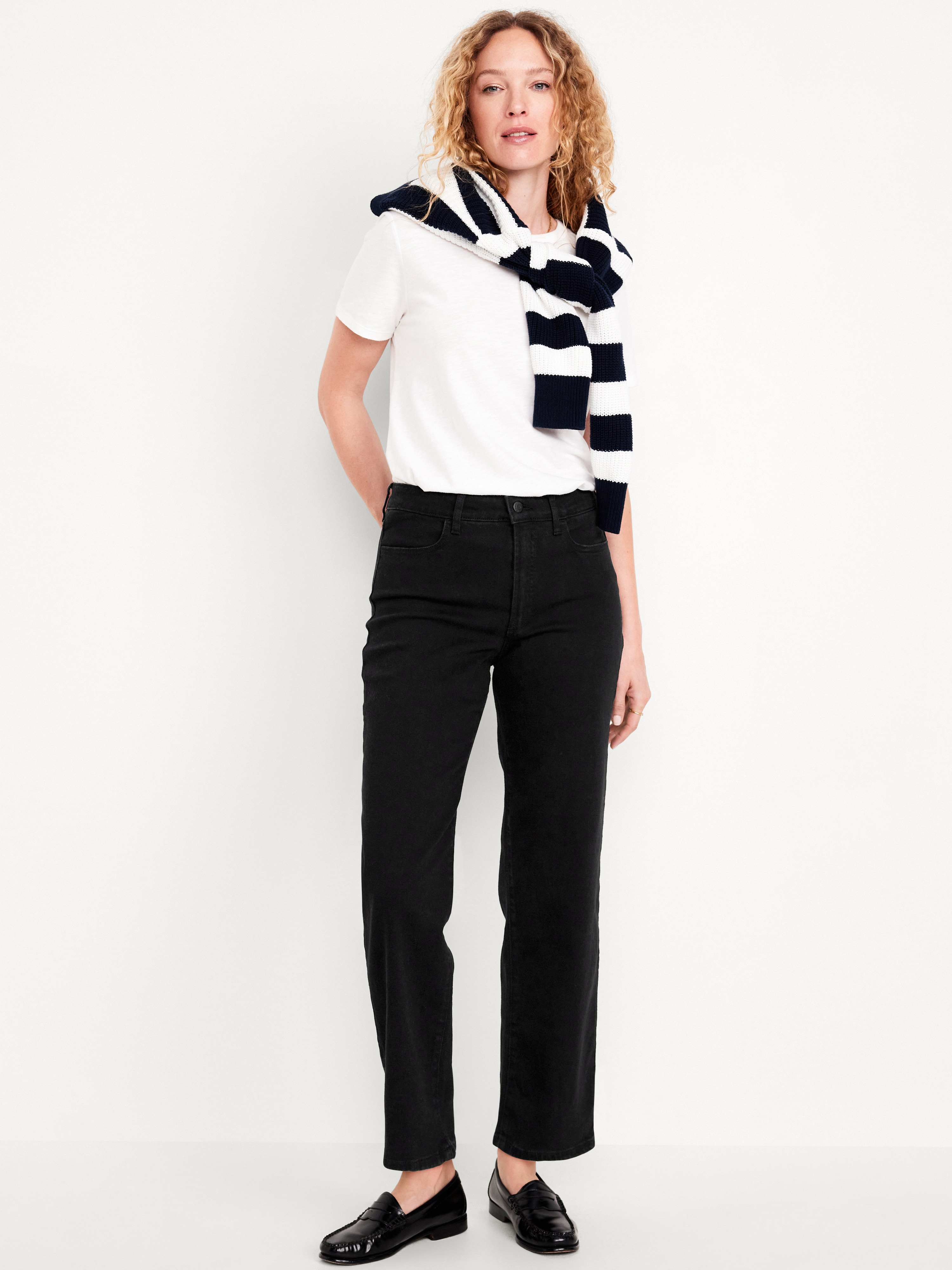 High-Waisted Wow Loose Jeans - Black Wash - 1