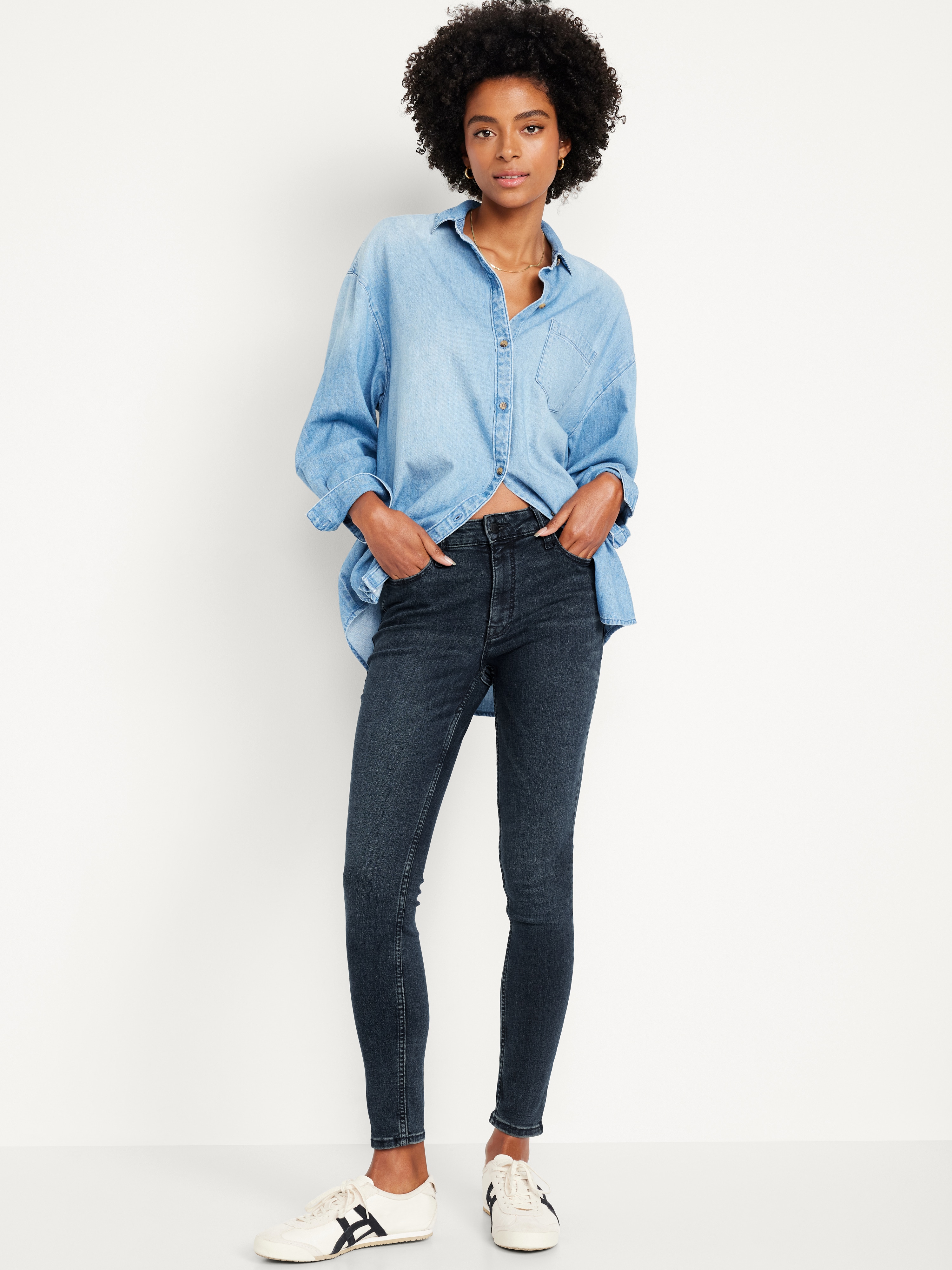 High-Waisted Rockstar Super-Skinny Jeans - Dark Rinse - 1