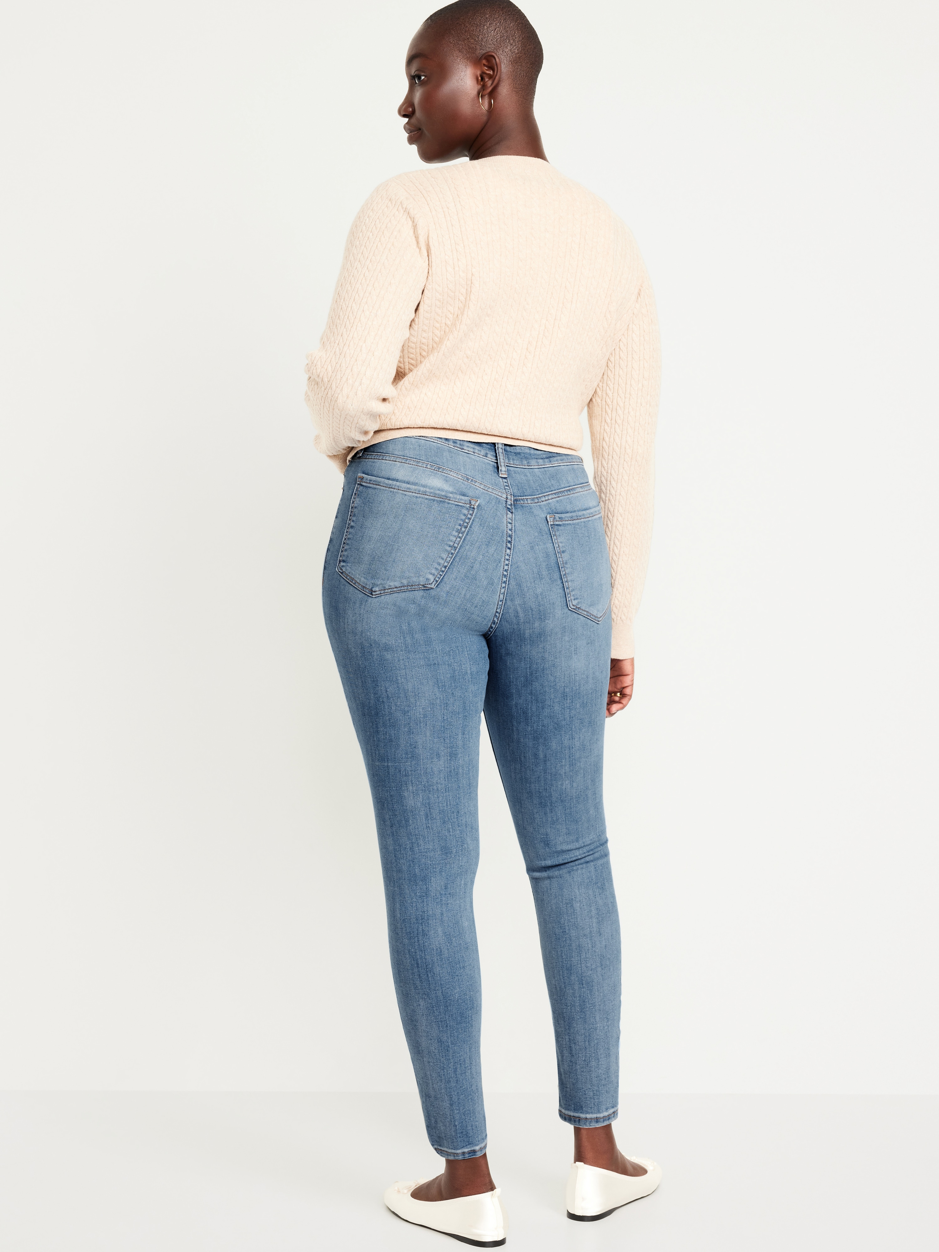 High-Waisted Rockstar Super-Skinny Jeans - Faded Medium Wash - 6