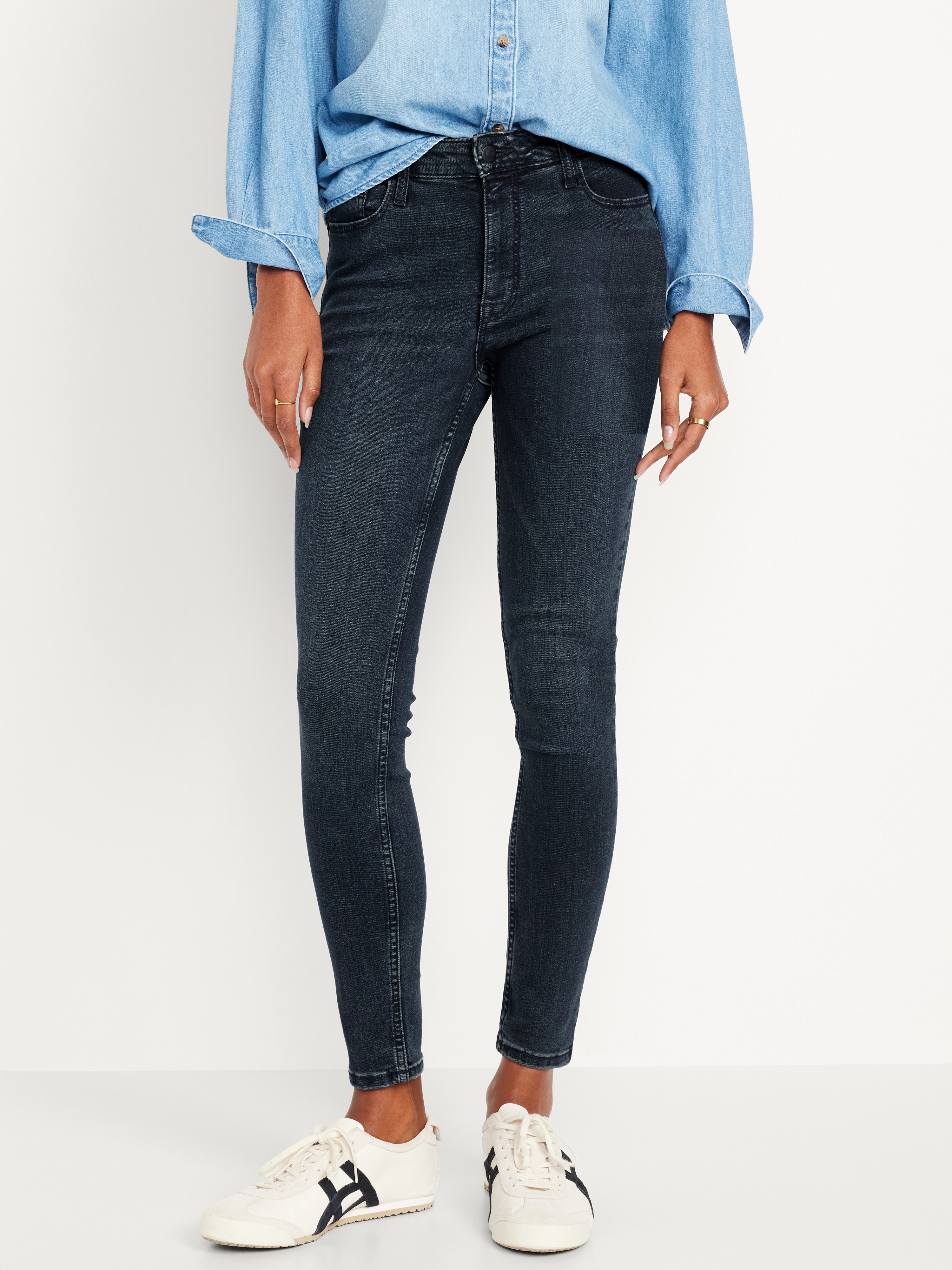 High-Waisted Rockstar Super-Skinny Jeans - Dark Rinse - 2