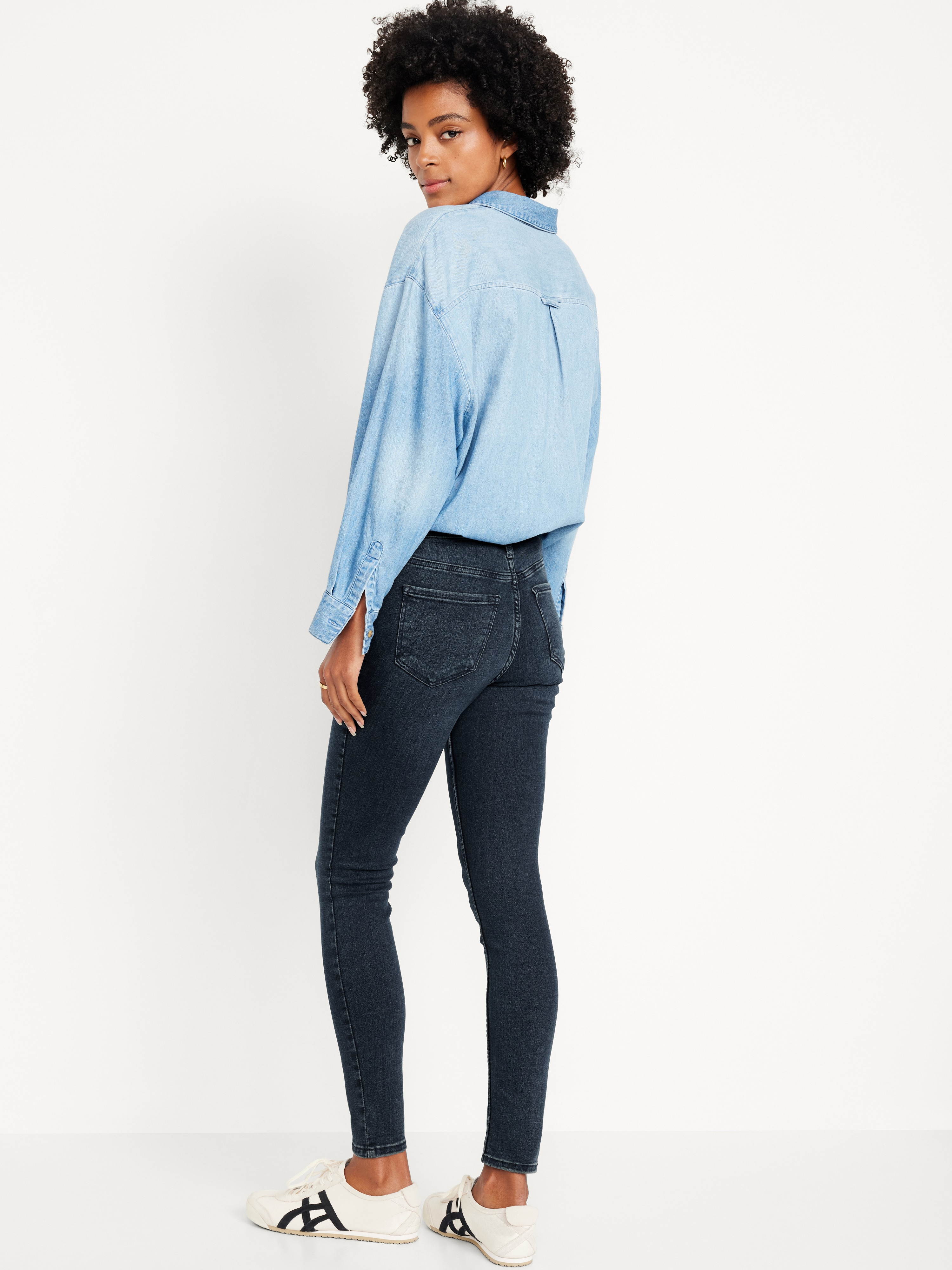 High-Waisted Rockstar Super-Skinny Jeans - Dark Rinse - 3
