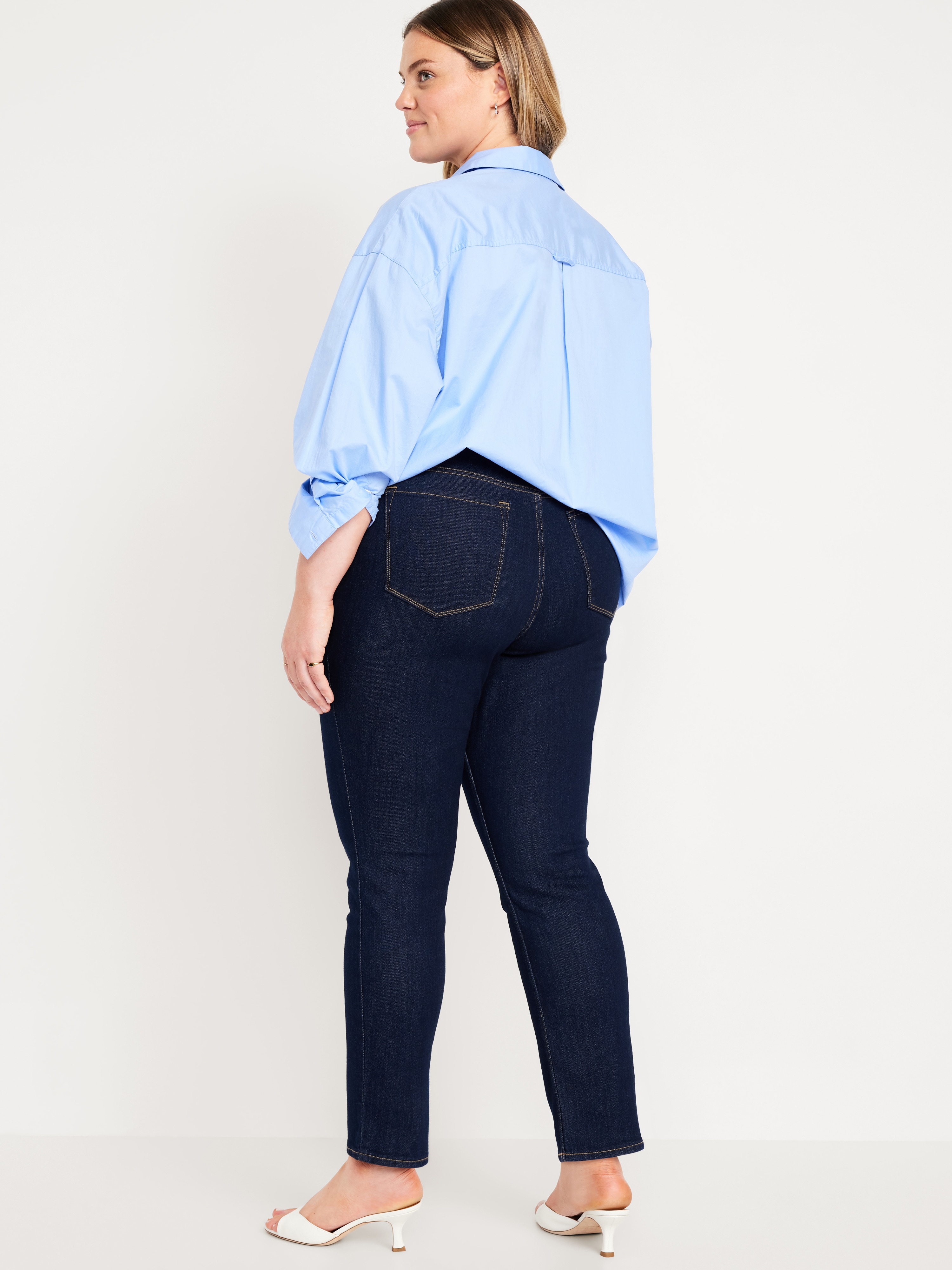 High-Waisted Wow Straight Ankle Jeans - Dark Wash - 8