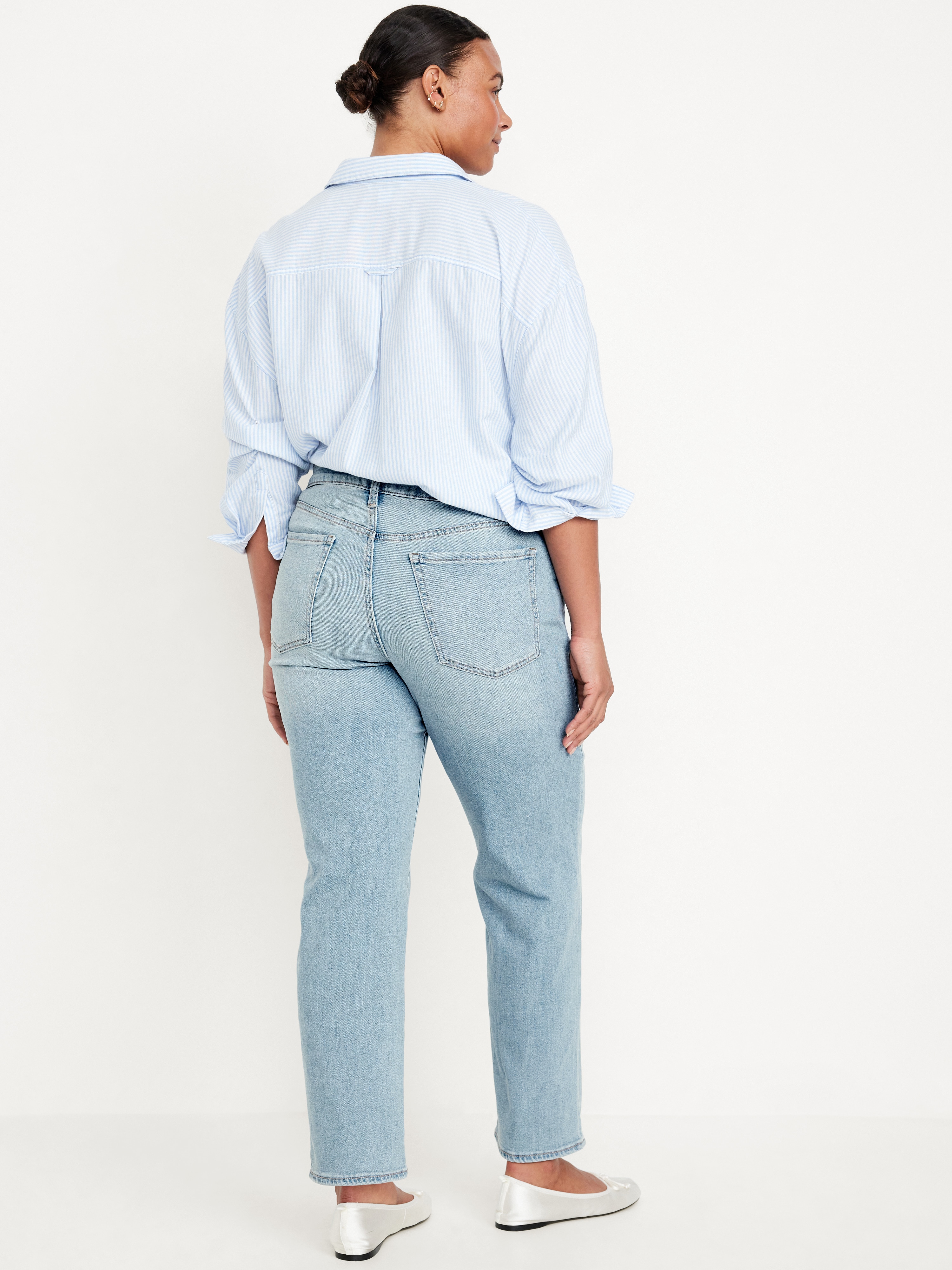 High-Waisted Wow Loose Jeans - Light Wash - 6