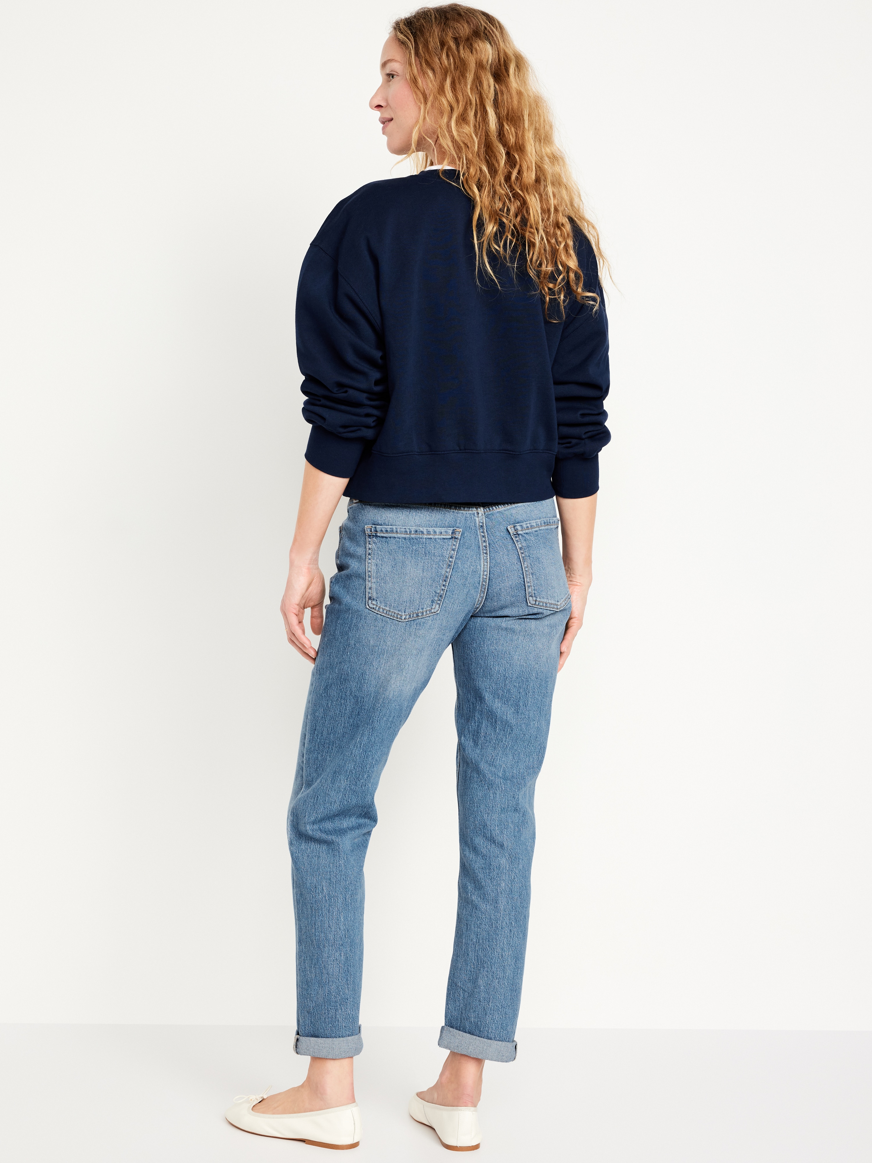 Mid-Rise Wow Boyfriend Straight Jeans - Medium Wash - 3