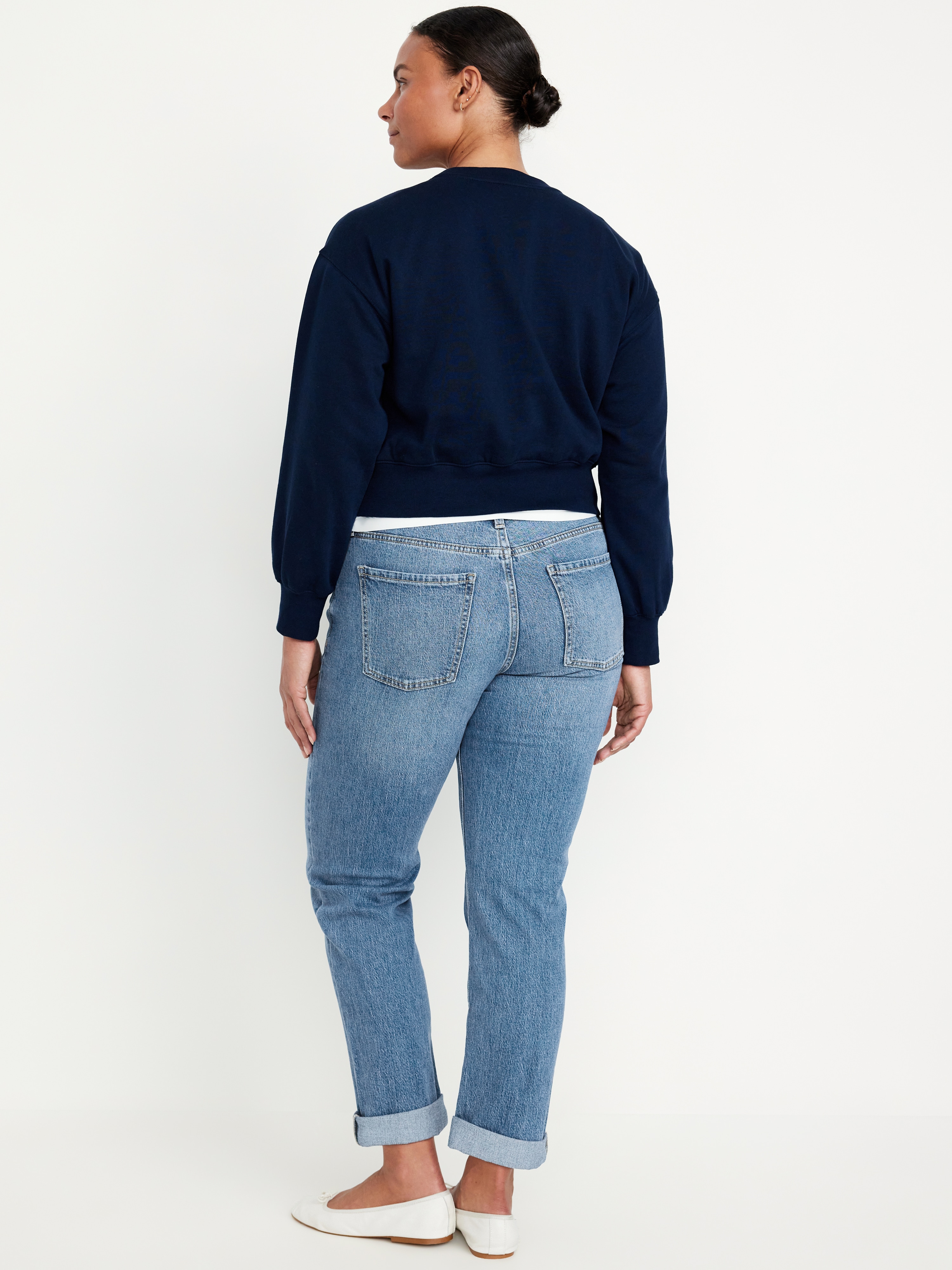 Mid-Rise Wow Boyfriend Straight Jeans - Medium Wash - 6