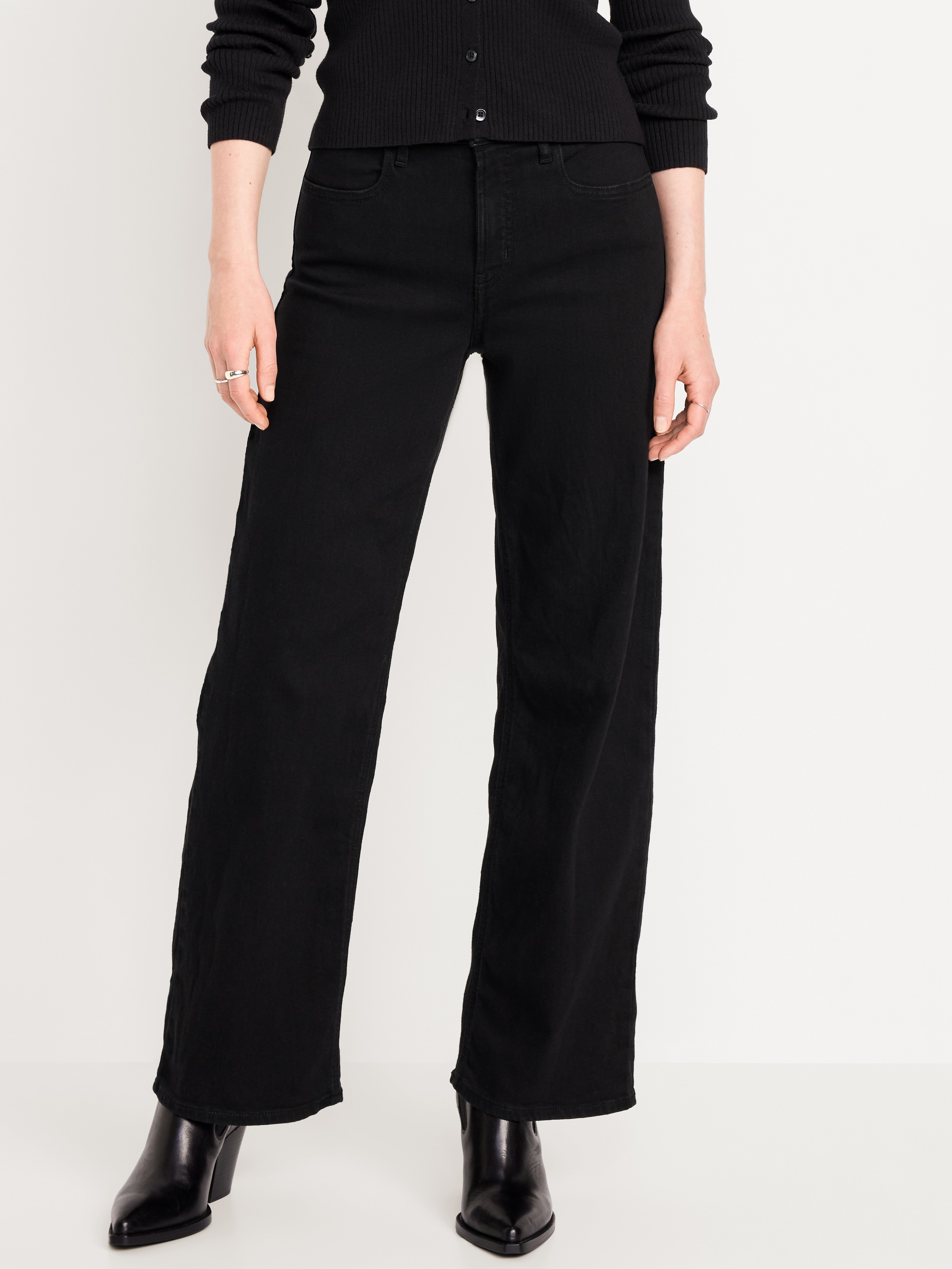 High-Waisted Wow Wide-Leg Jeans - Black Jack - 2