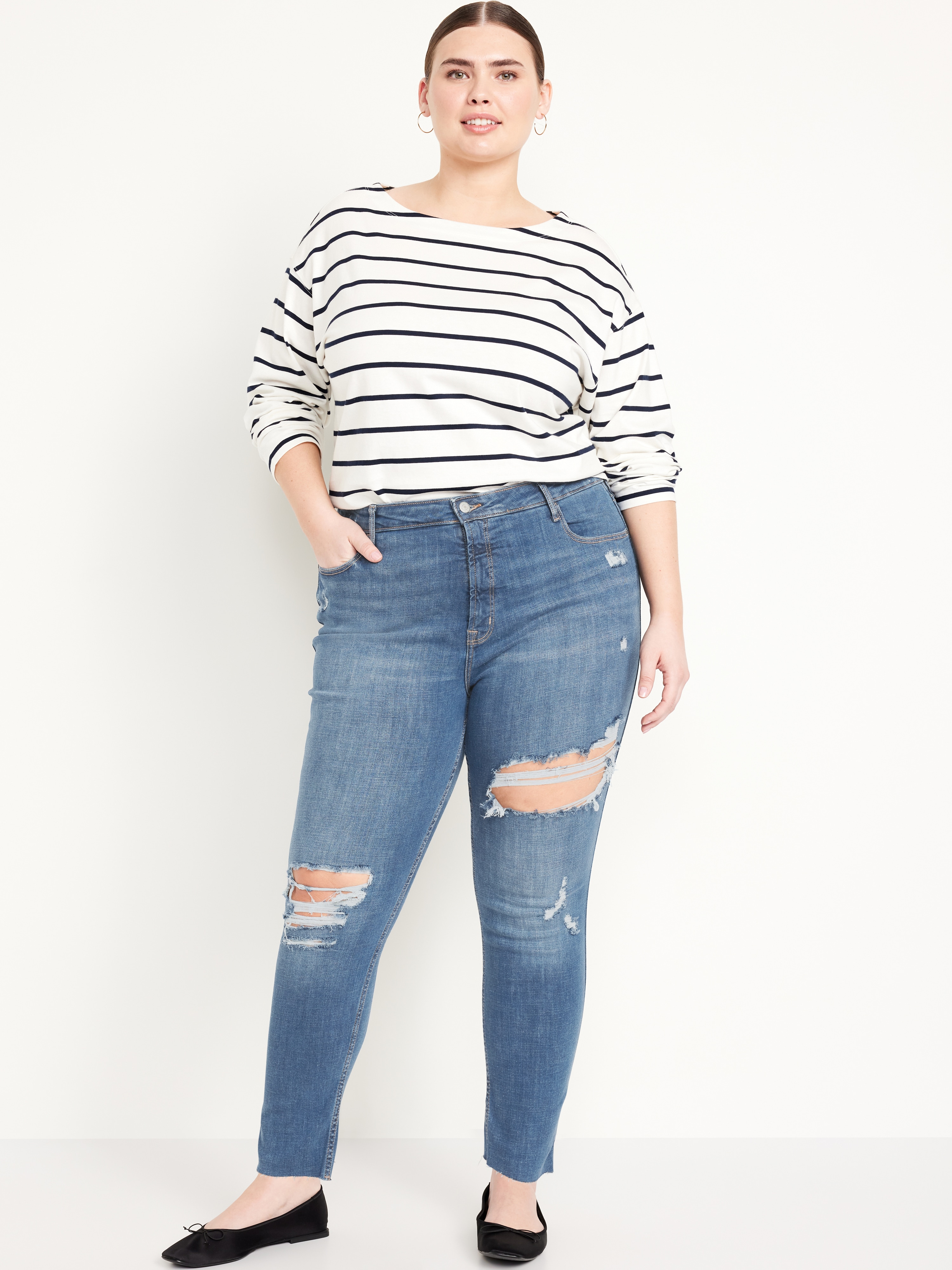 Extra High-Waisted Rockstar 360° Stretch Super-Skinny Jeans - Ripped Medium Wash - 6