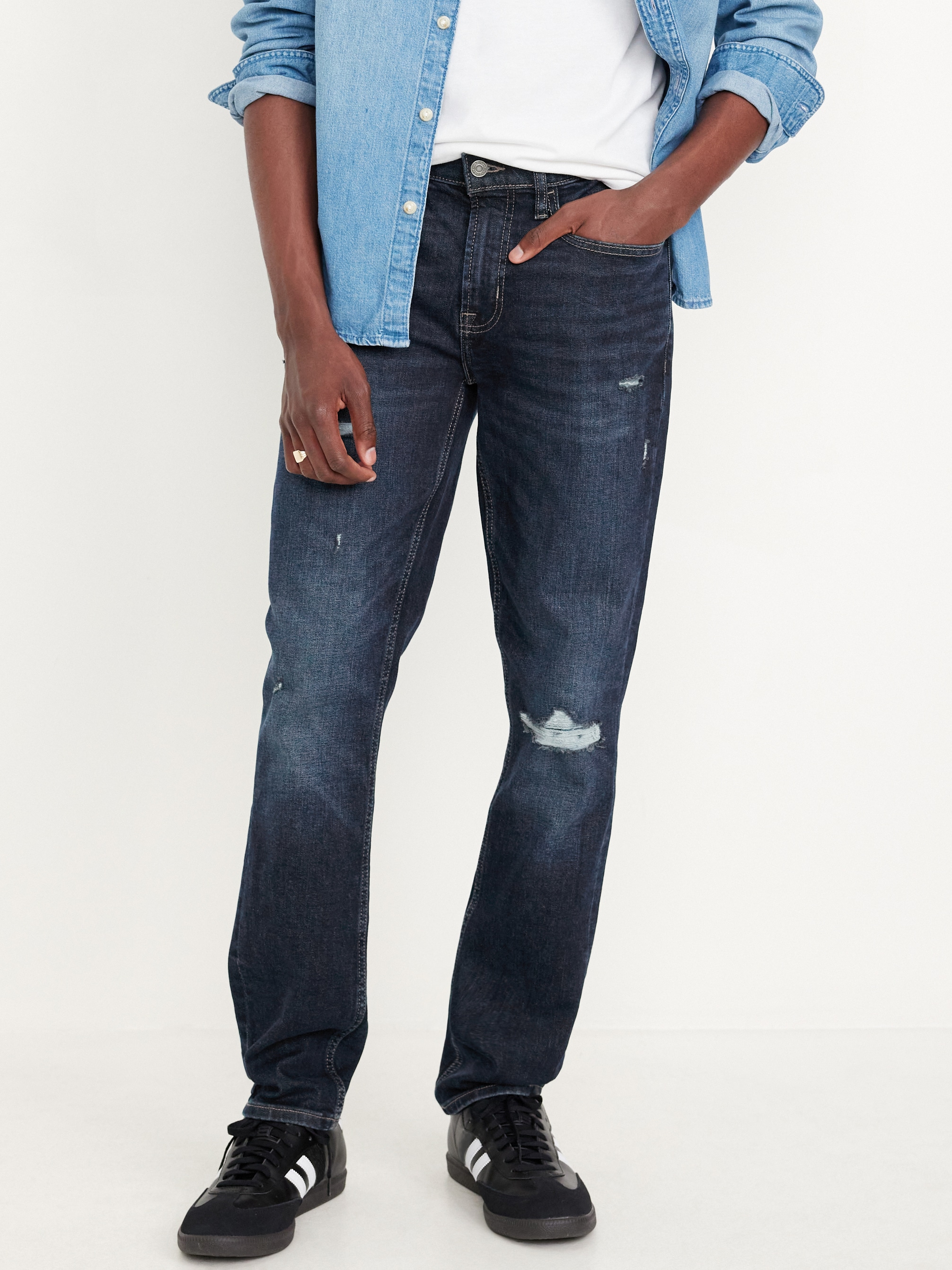 Slim 360° Tech Stretch Performance Jeans - Dark Destroyed - 1
