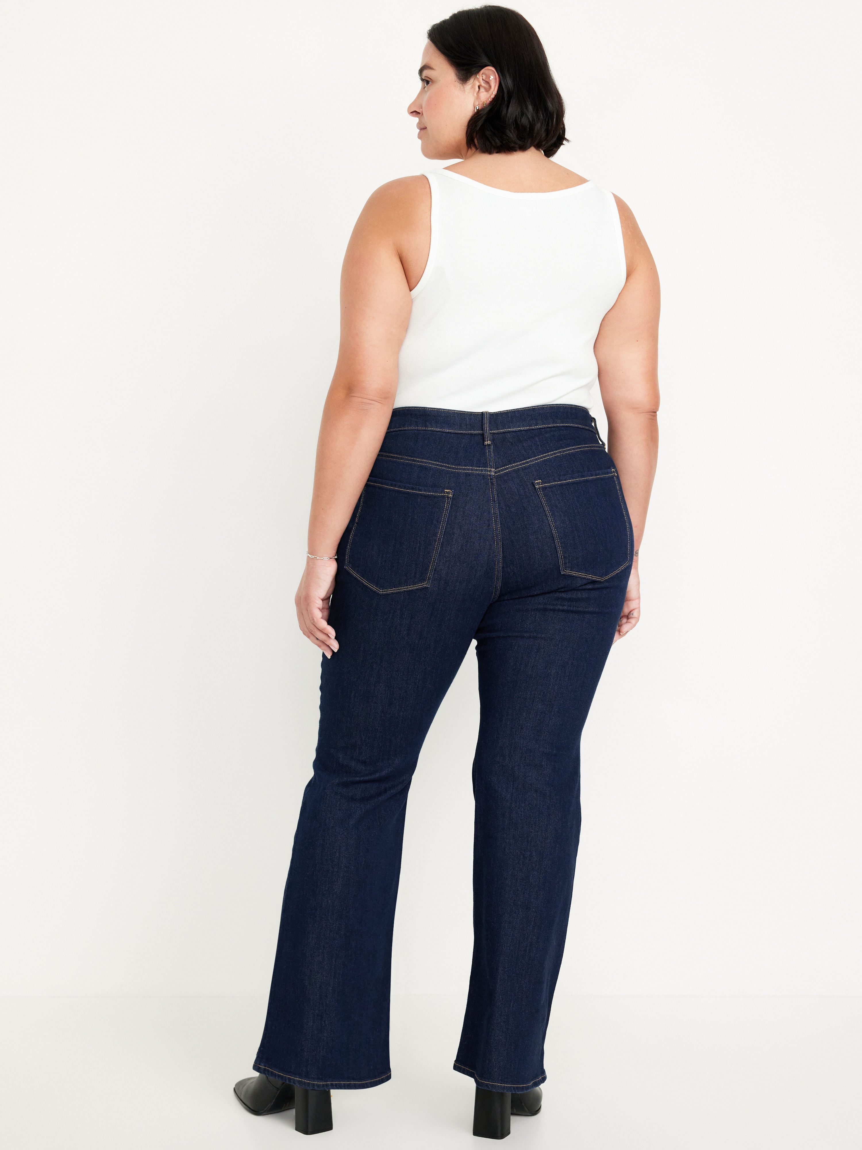 High-Waisted Wow Flare Jeans - Dark Wash - 7