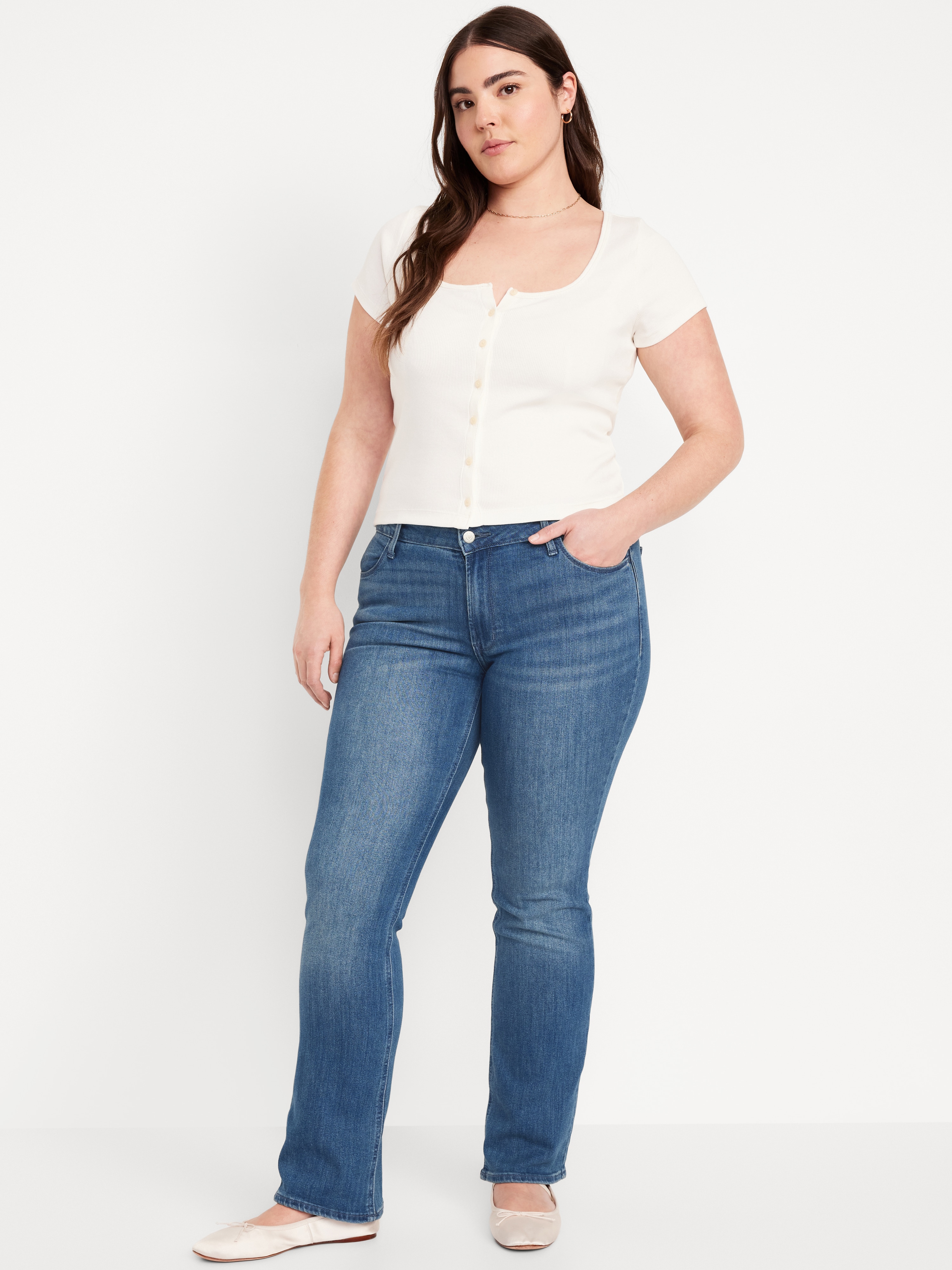 Mid-Rise Wow Boot-Cut Jeans - Medium Wash - 4