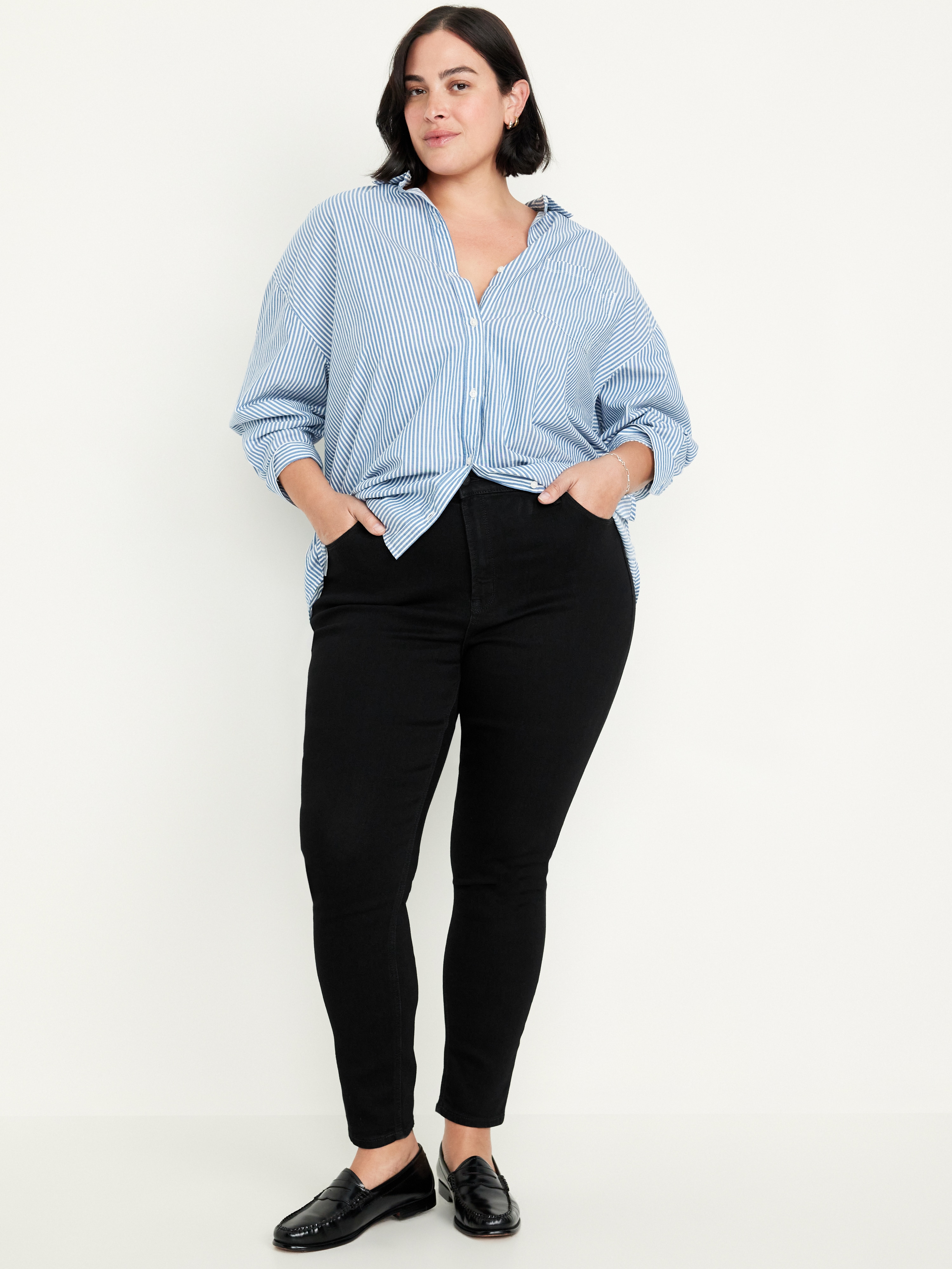 High-Waisted Wow Super-Skinny Jeans - Black Wash - 6