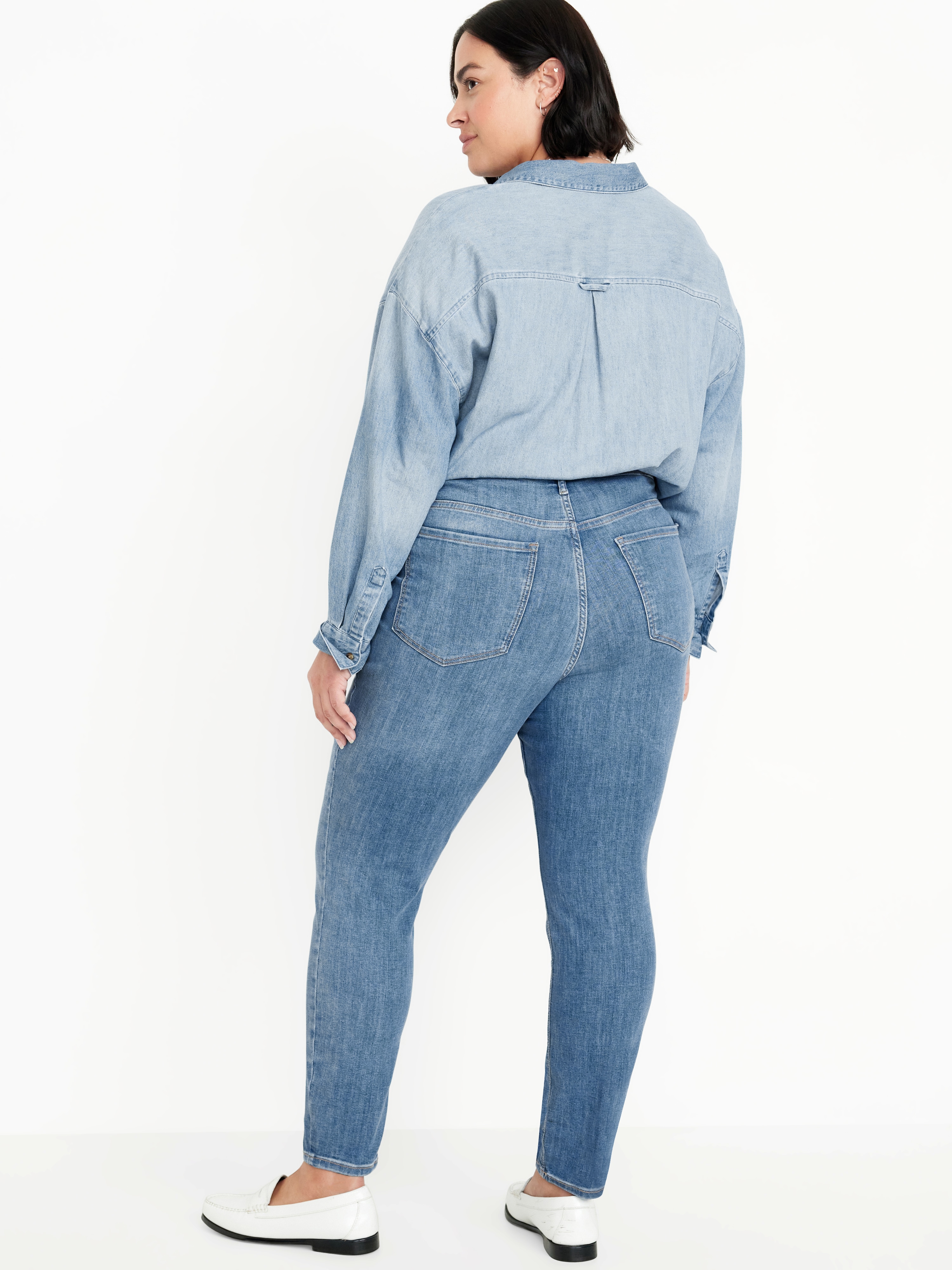 High-Waisted Rockstar Super-Skinny Jeans - Faded Medium Wash - 8