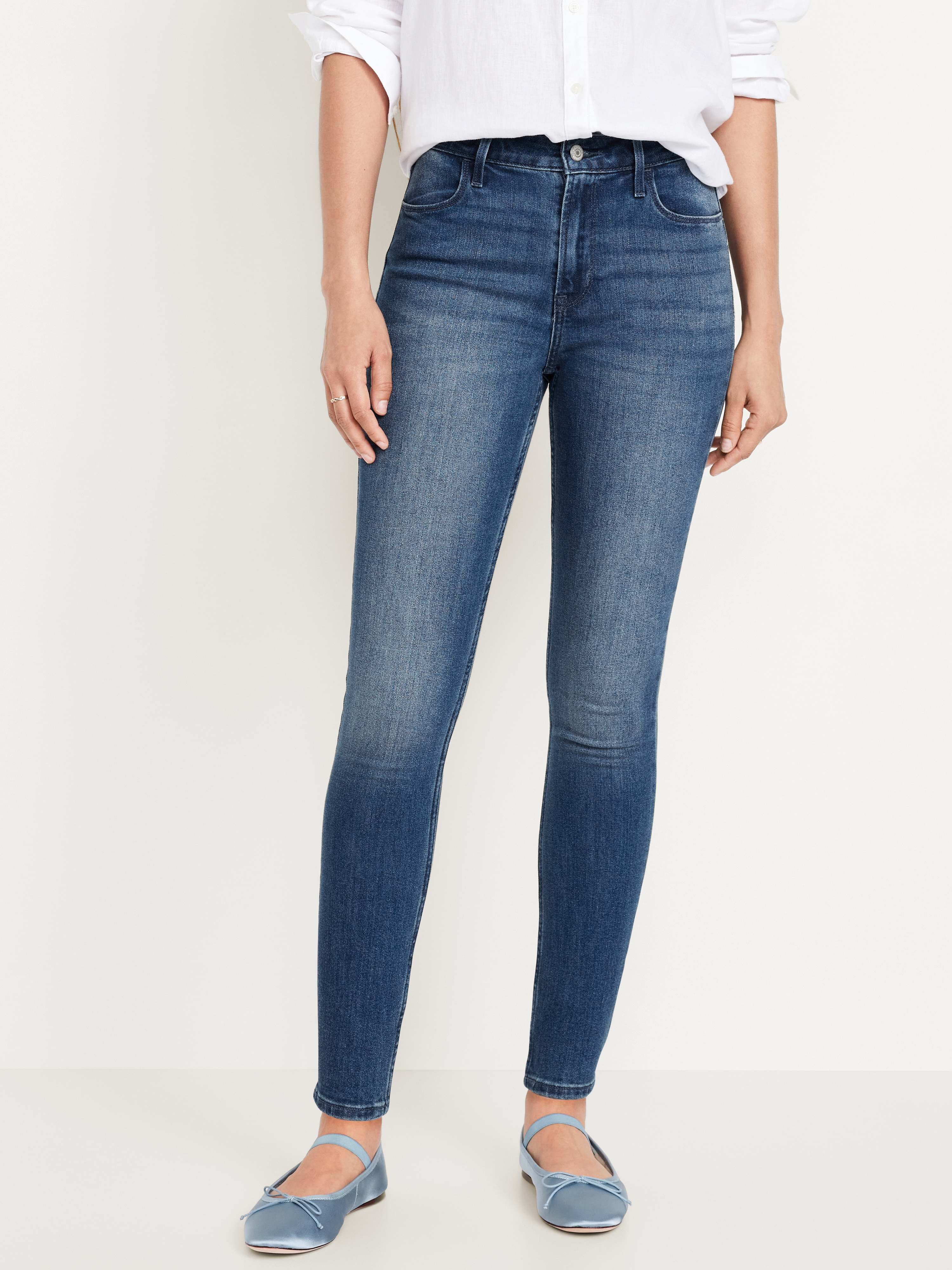 High-Waisted Wow Super-Skinny Jeans - Dark Wash - 2