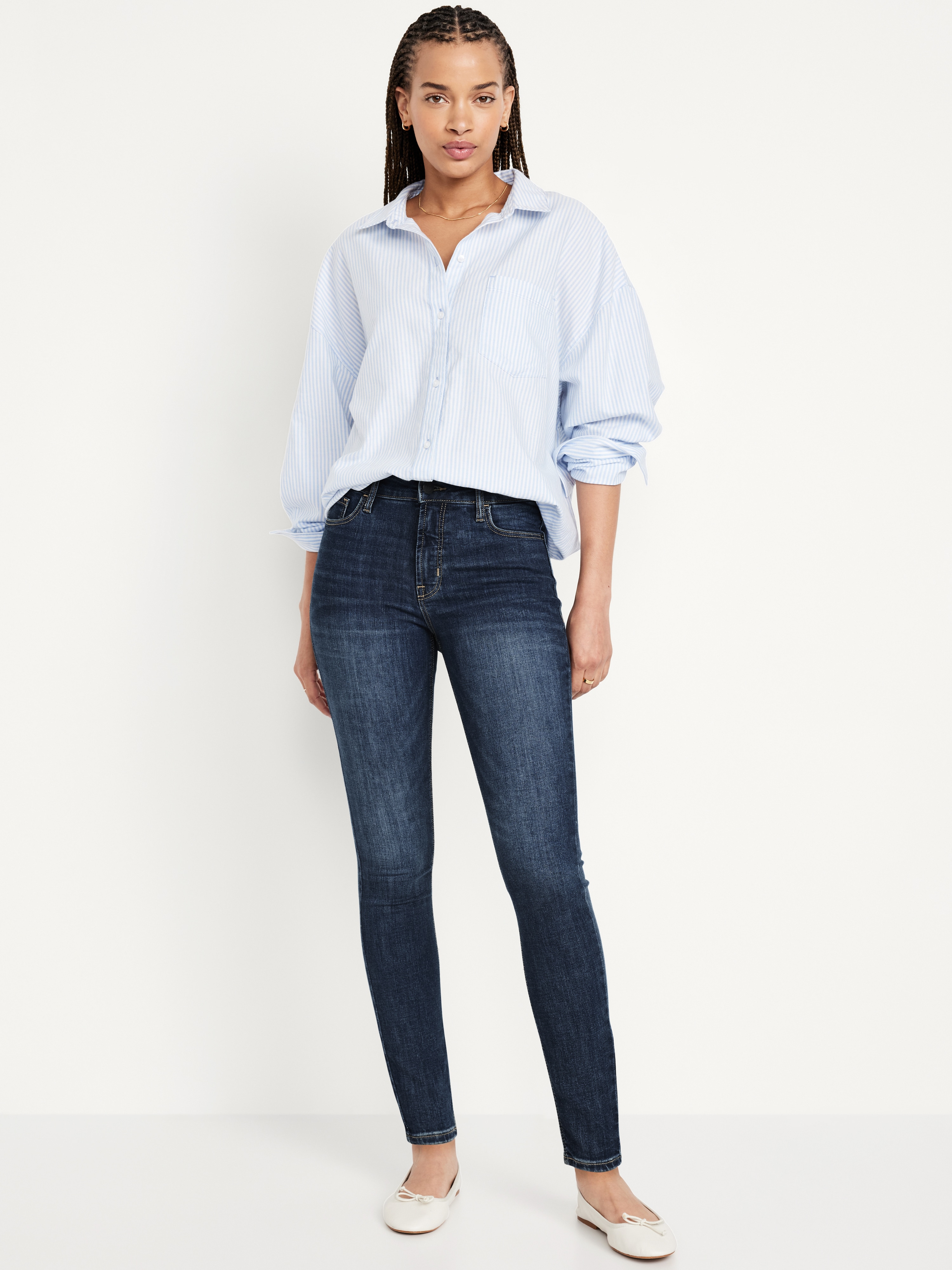 High-Waisted Rockstar Super-Skinny Jeans - Dark Wash - 1