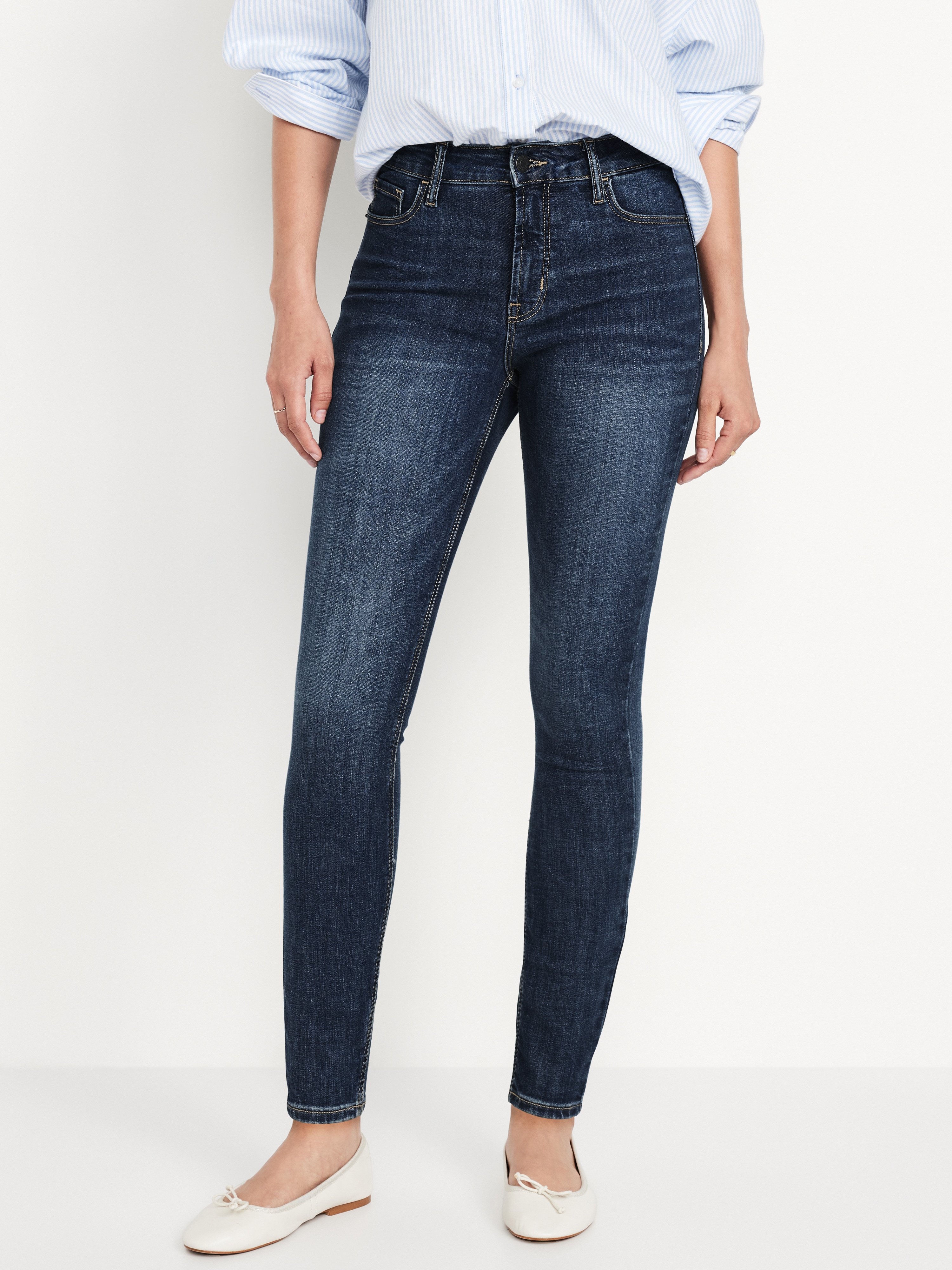 High-Waisted Rockstar Super-Skinny Jeans - Dark Wash - 2