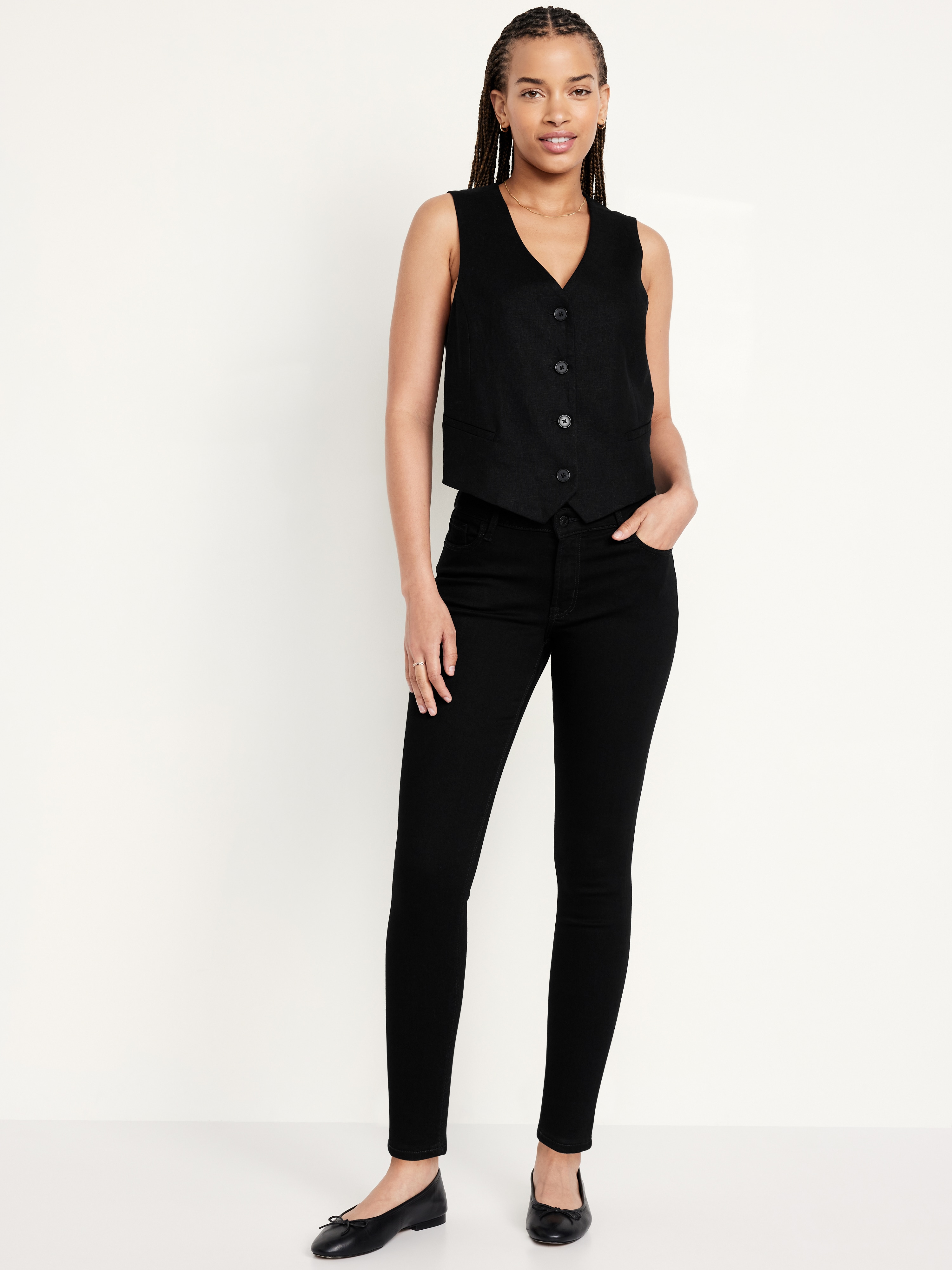 Mid-Rise Rockstar Super-Skinny Jeans - Black Wash - 1