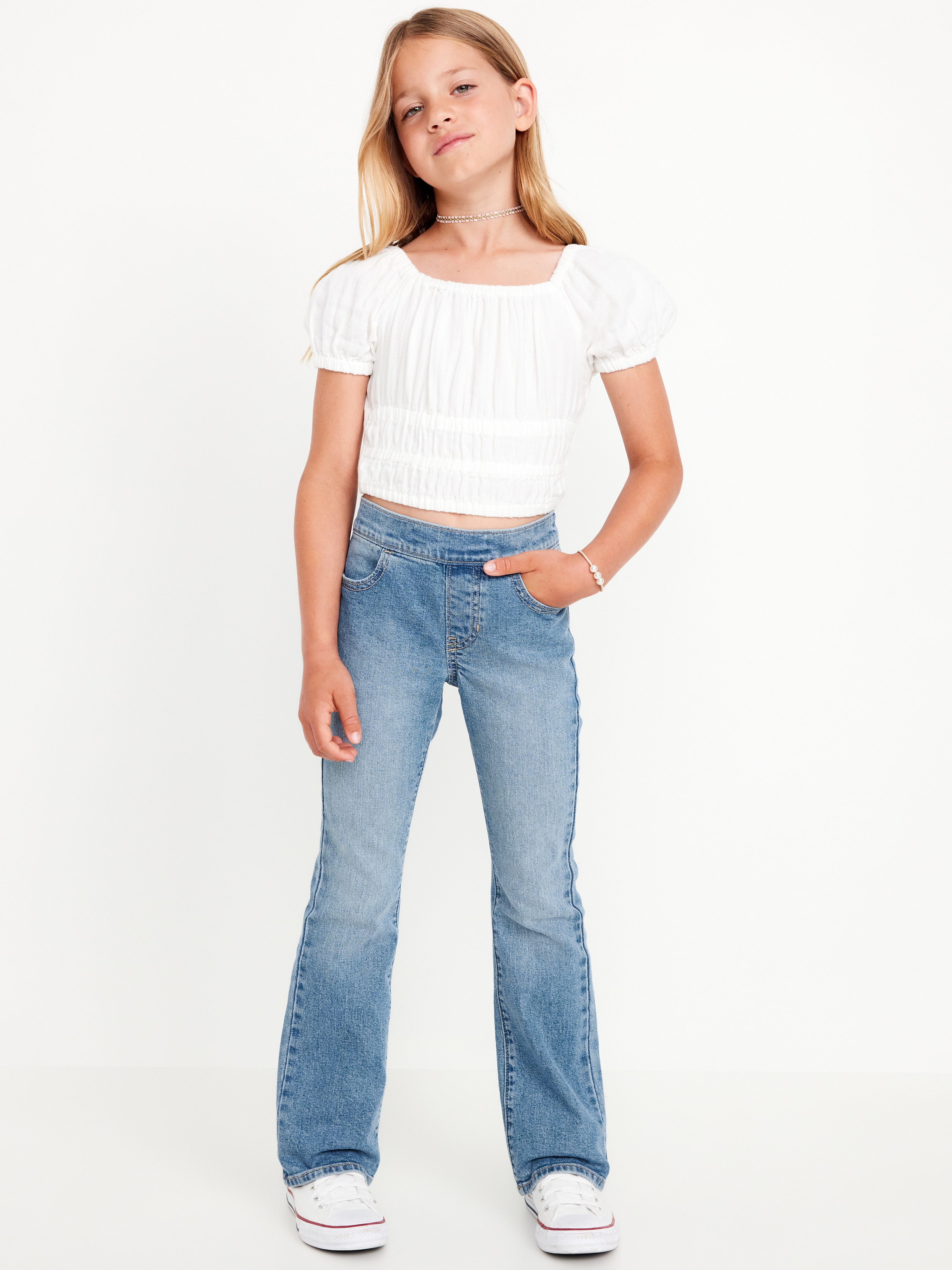 Wow Boot-Cut Pull-On Jeans for Girls - Light Wash - 3
