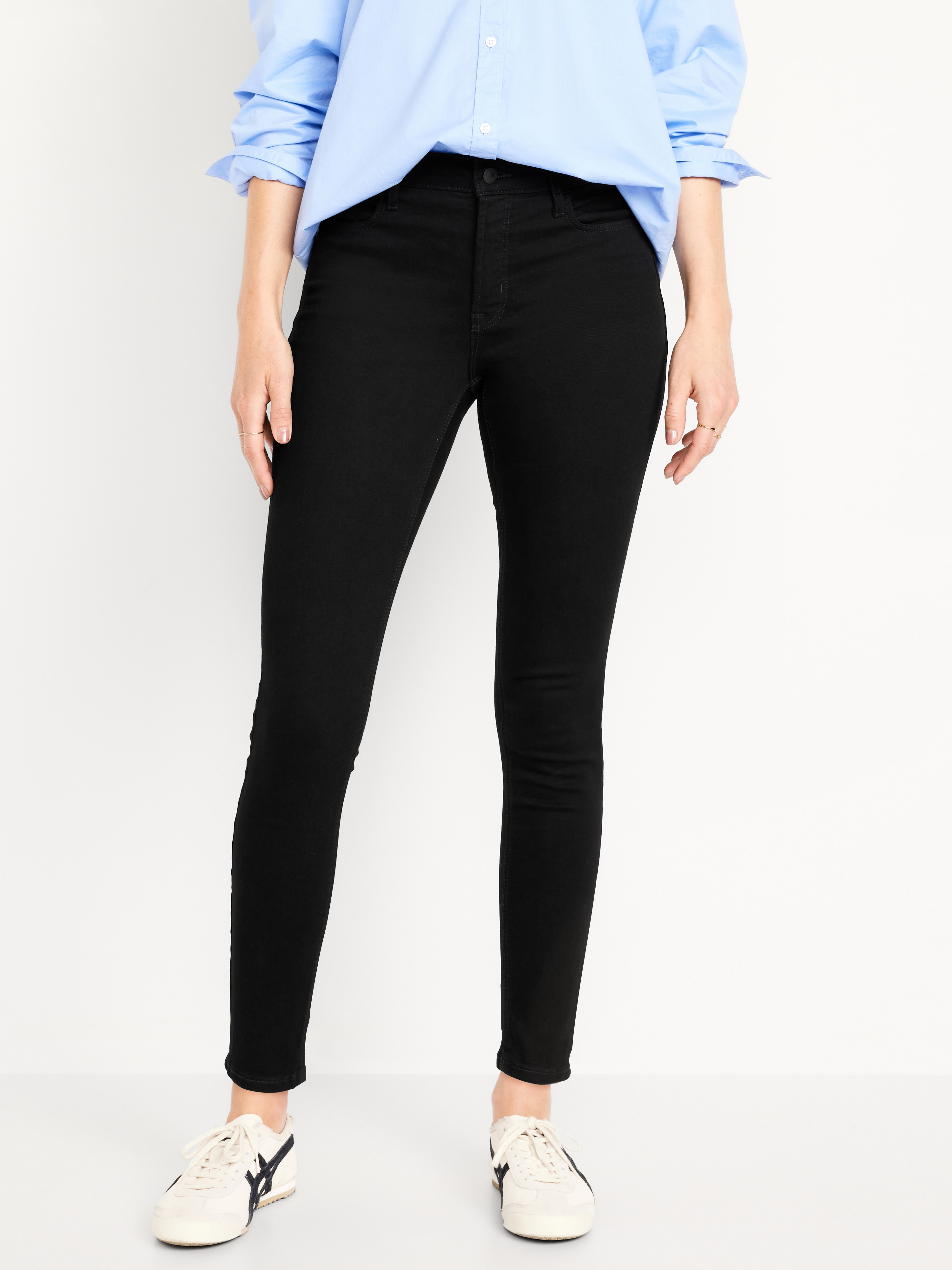 High-Waisted Rockstar Super-Skinny Jeans - Black Wash - 2